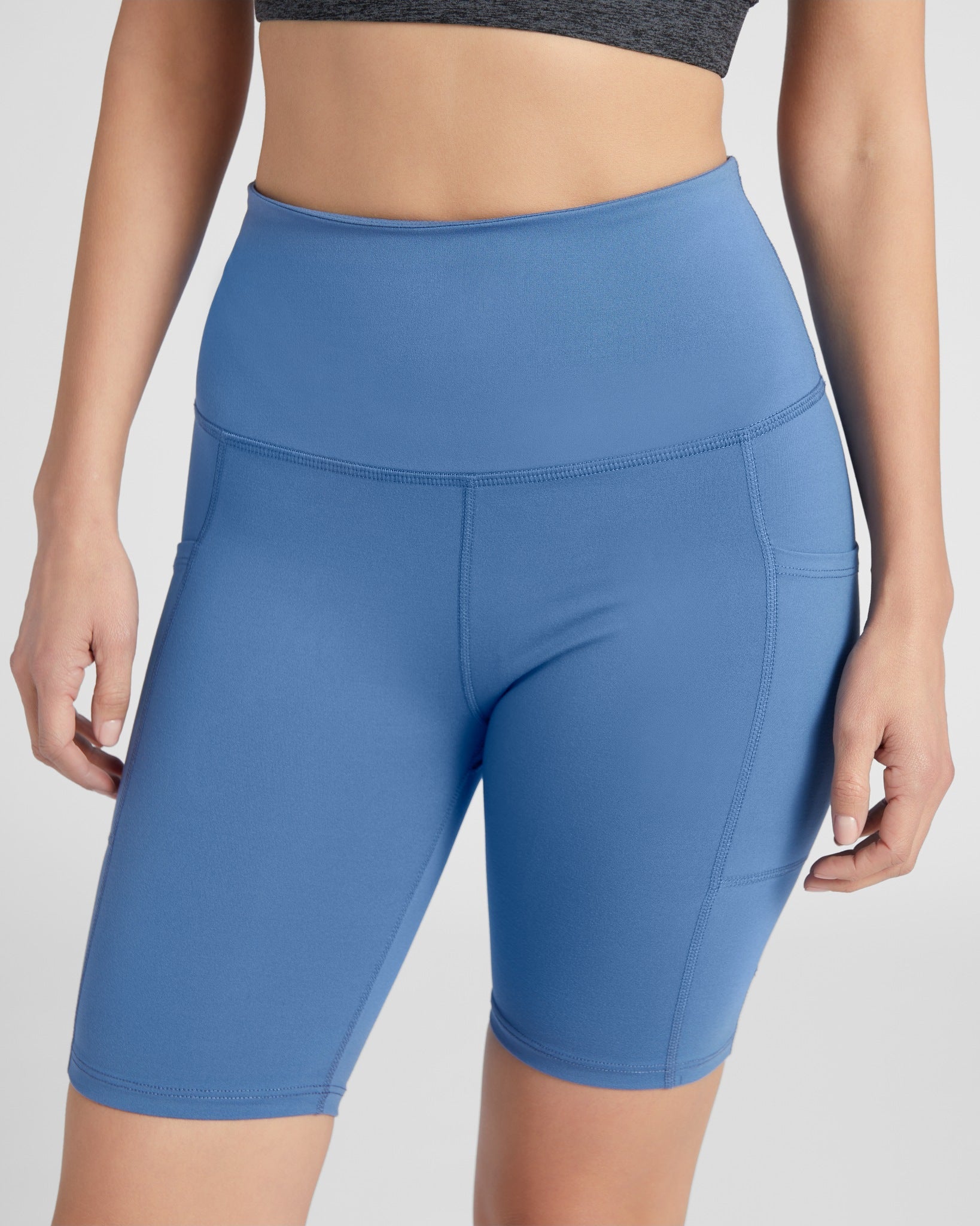 Dusty Blue $|& Interval FlowHeather Sculpt Pocket Bike Short - SOF Detail