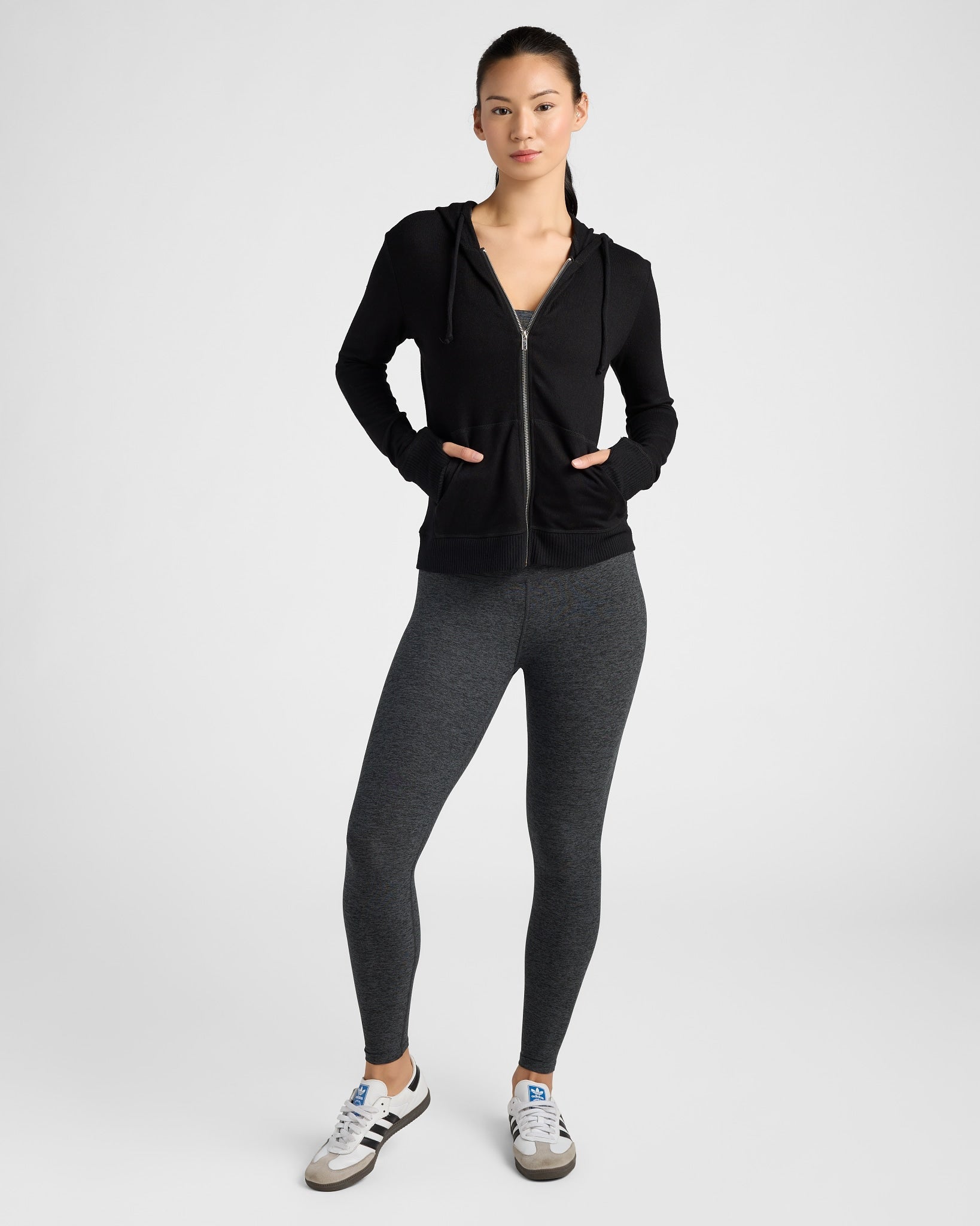 Black $|& Interval Hacci Zip Hoodie - SOF Full Front