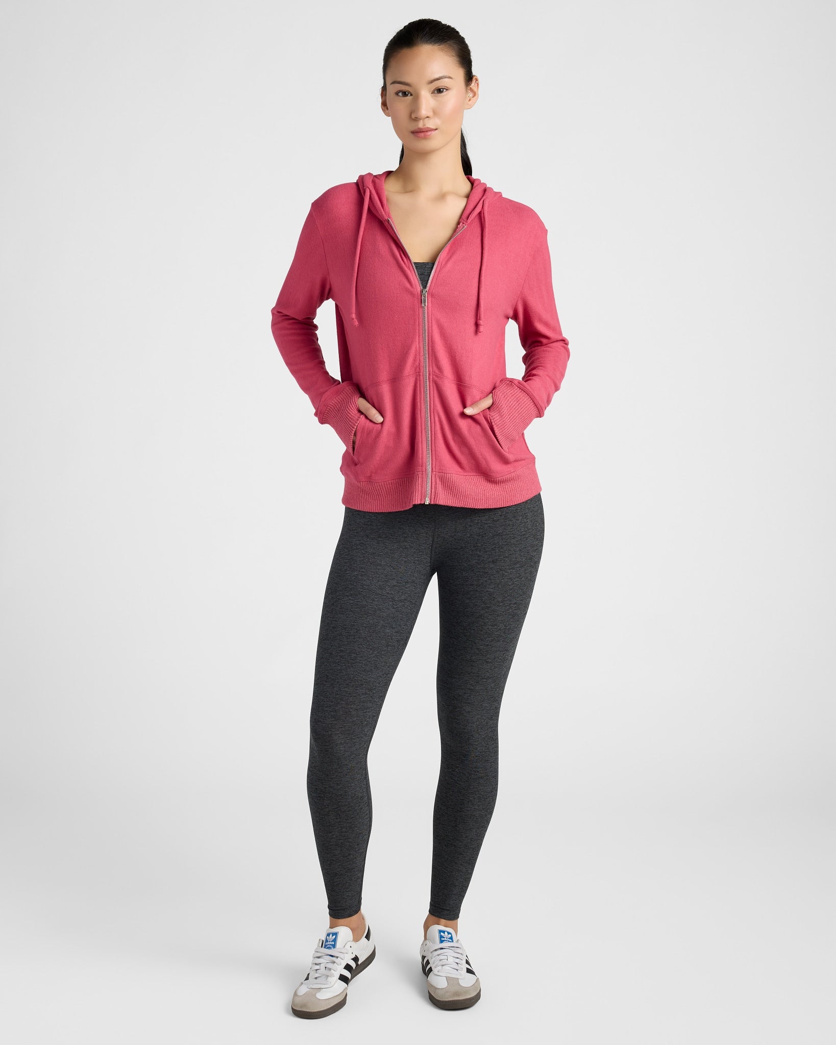 Heather Sangria $|& Interval Hacci Zip Hoodie - SOF Full Front