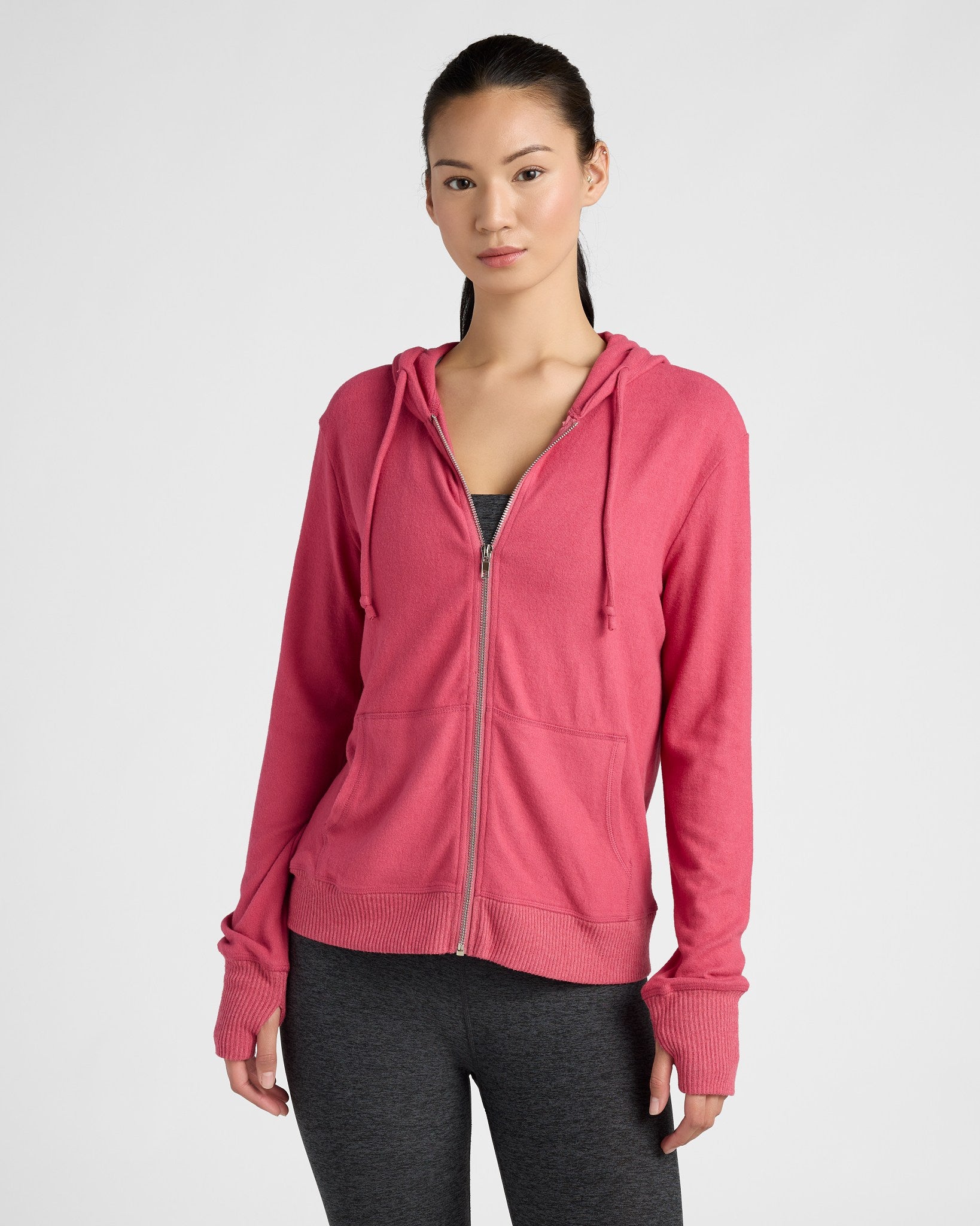 Heather Sangria $|& Interval Hacci Zip Hoodie - SOF Front