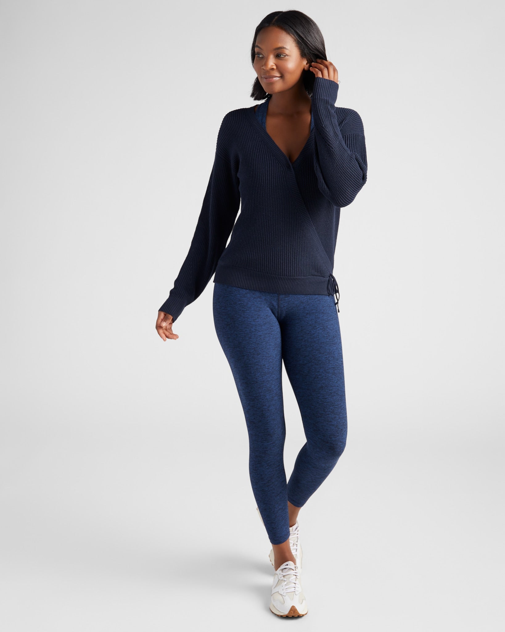 Navy $|& Interval Surplice Wrap Sweater - SOF Full Front