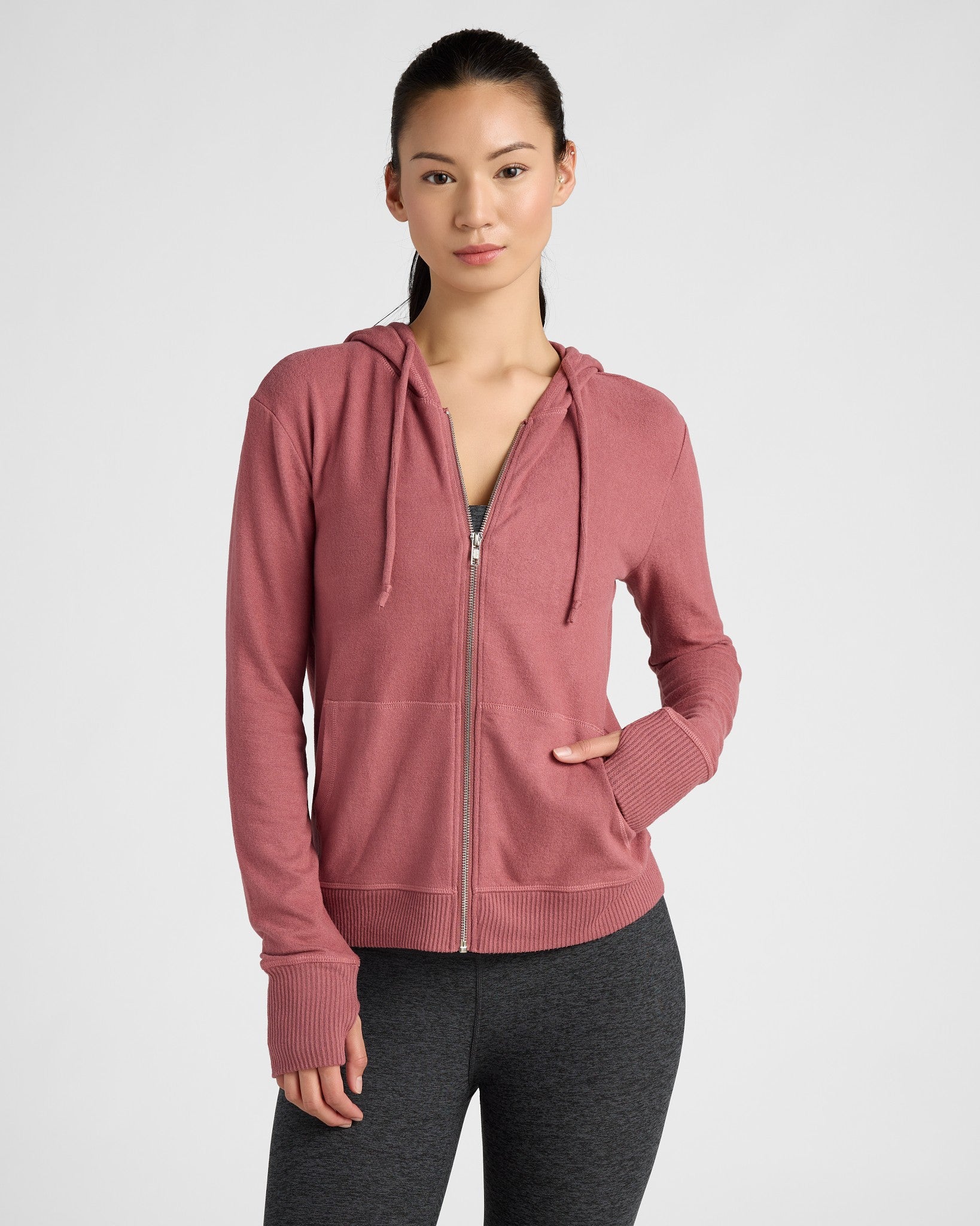 Rose Brown $|& Interval Hacci Zip Hoodie - SOF Front