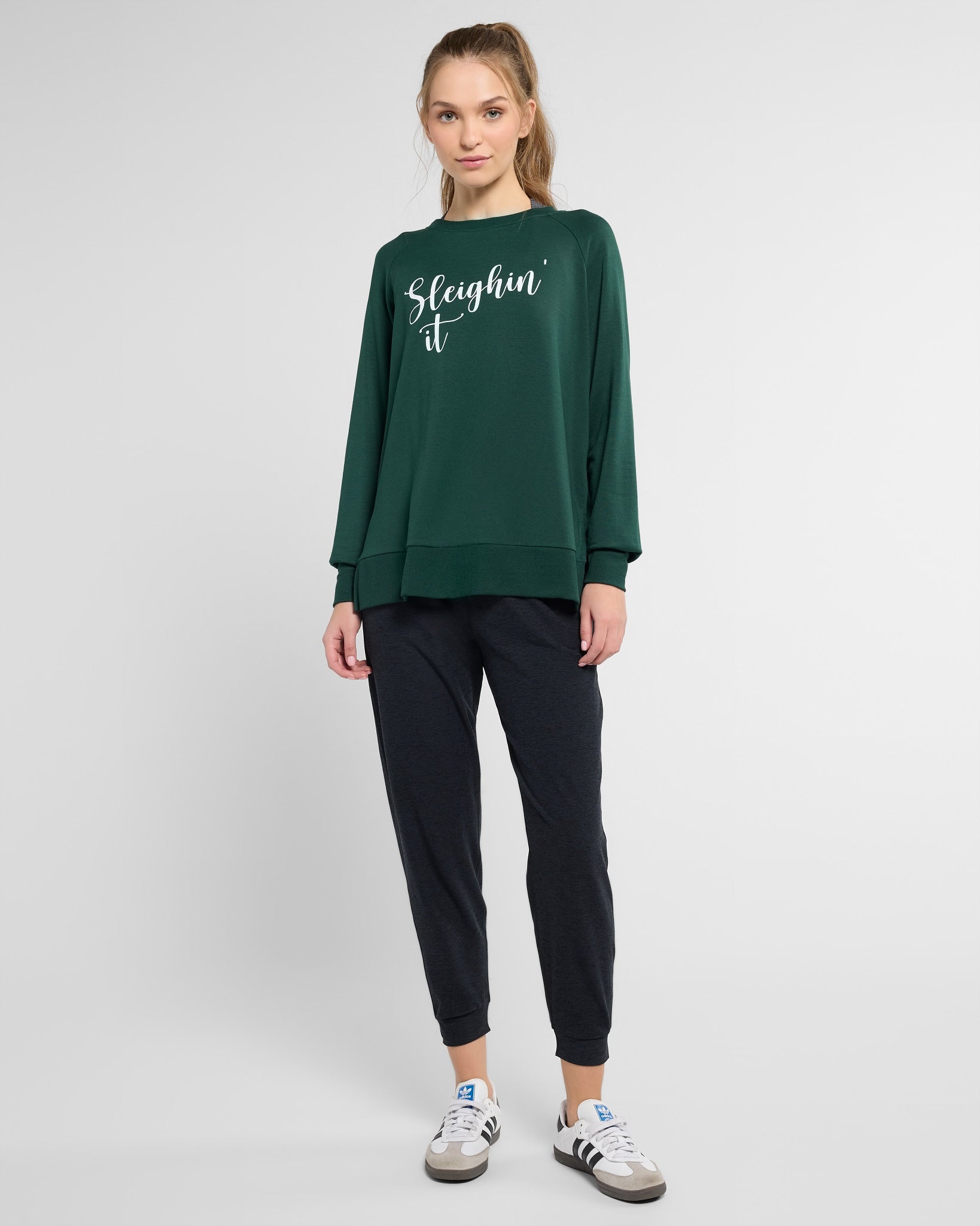 Hunter Green $|& Interval Flex Graphic Pullover - Sleighing It - SOF Full Front