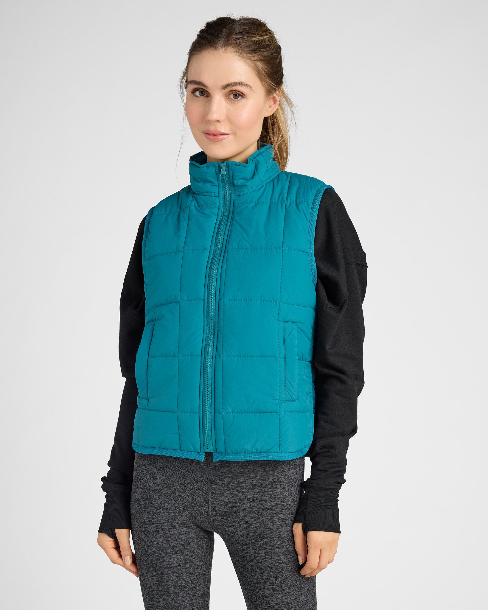 Spruced Up $|& Interval Collared Puffer Vest - SOF Front