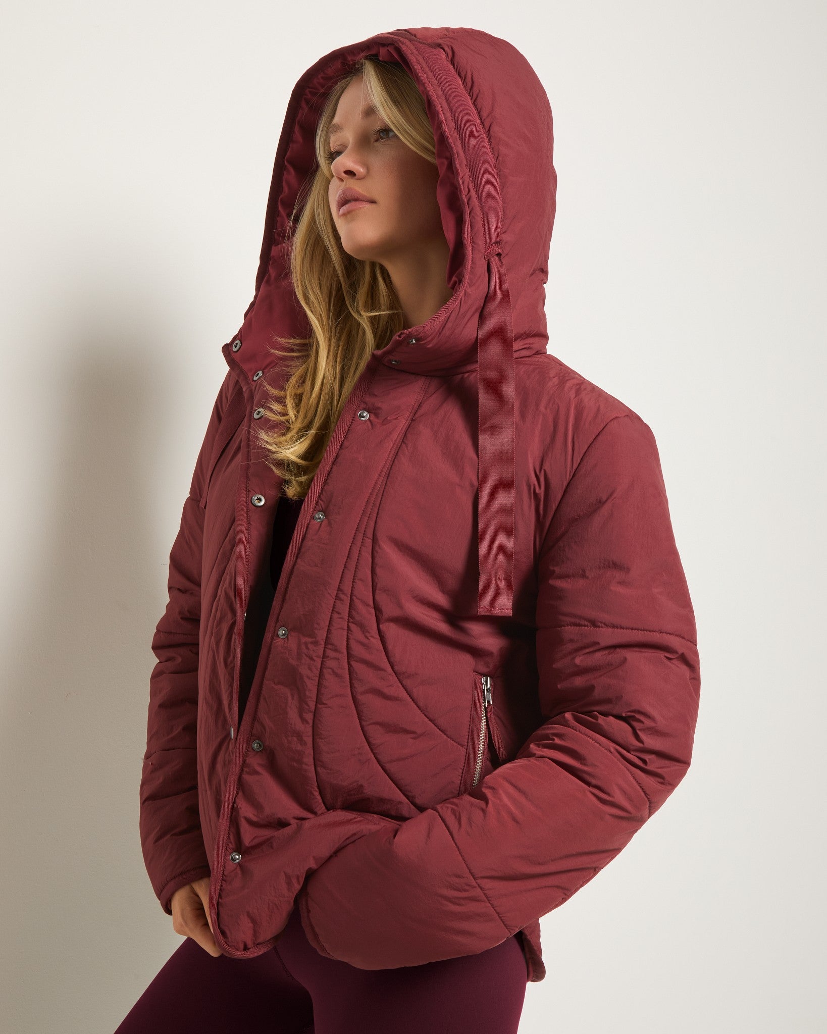 Red Wine $|& Interval Wayfarer Light Weight Puffer Jacket - VOF Front