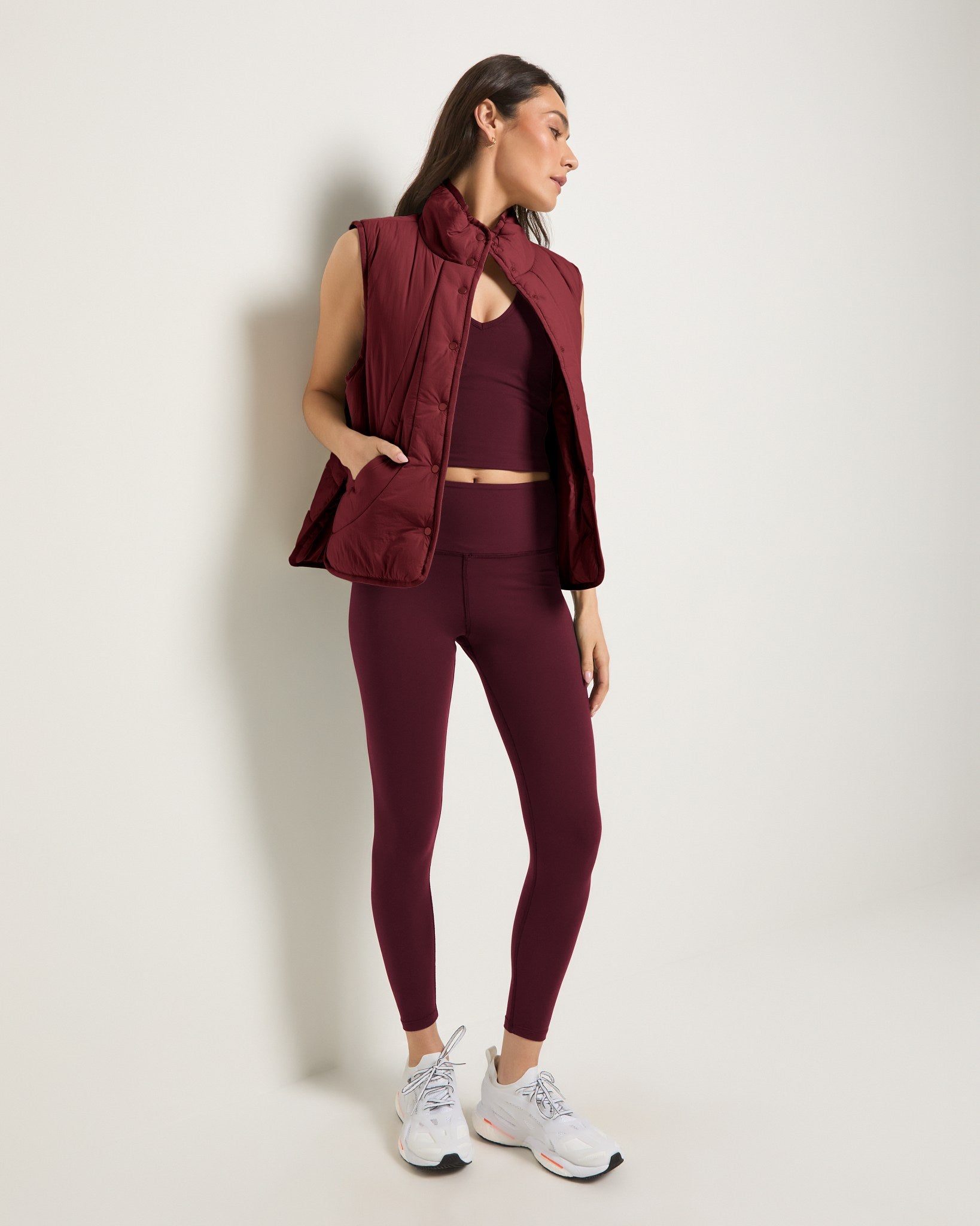 Red Wine $|& Interval Voyager Light Weight Puffer Vest - UGC On Fig