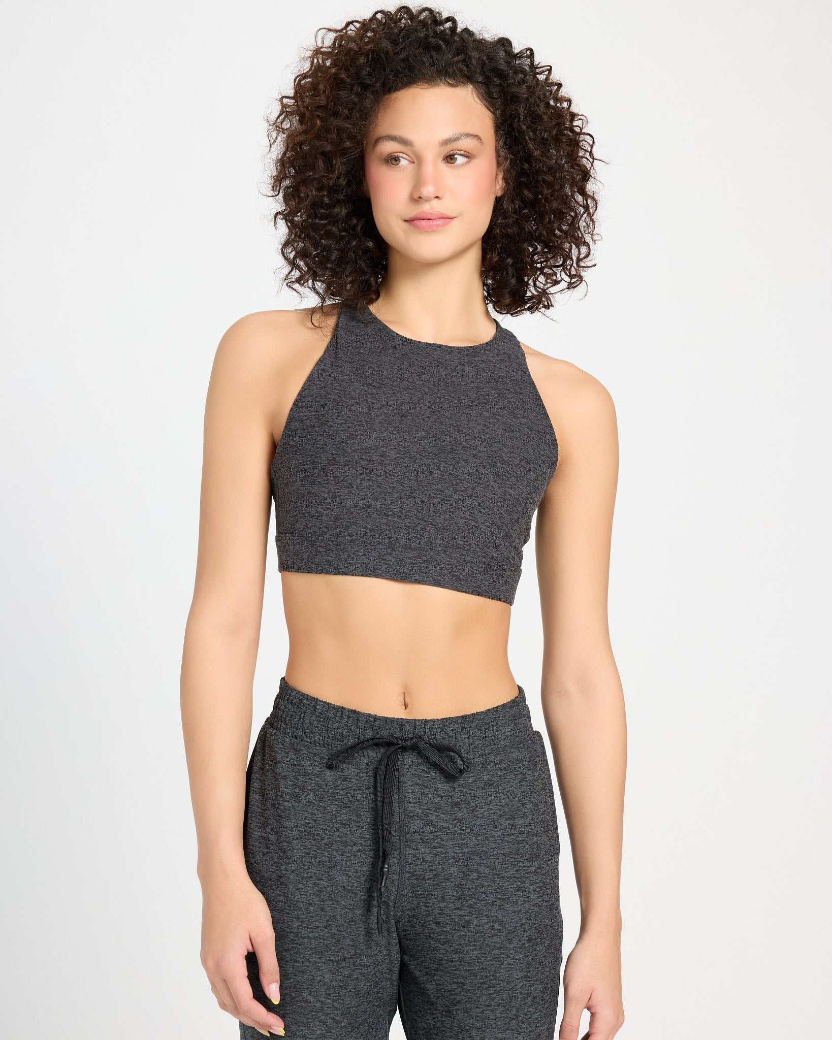 Heather Charcoal $|& Interval FlowHeather Sculpt Ivy Bra - SOF Front