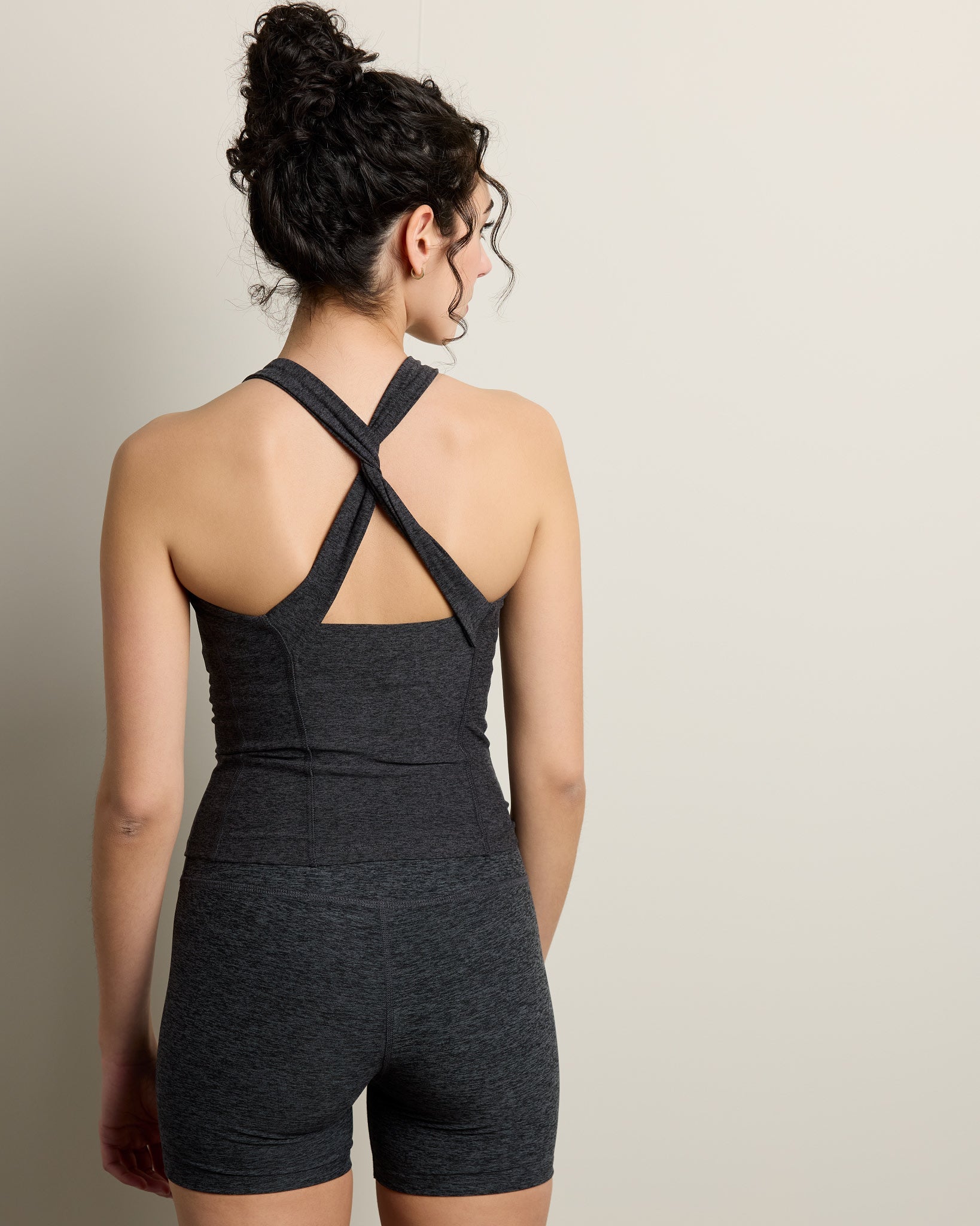 Heather Charcoal $|& Interval FlowHeather Sculpt Flair Tank - SOF Back