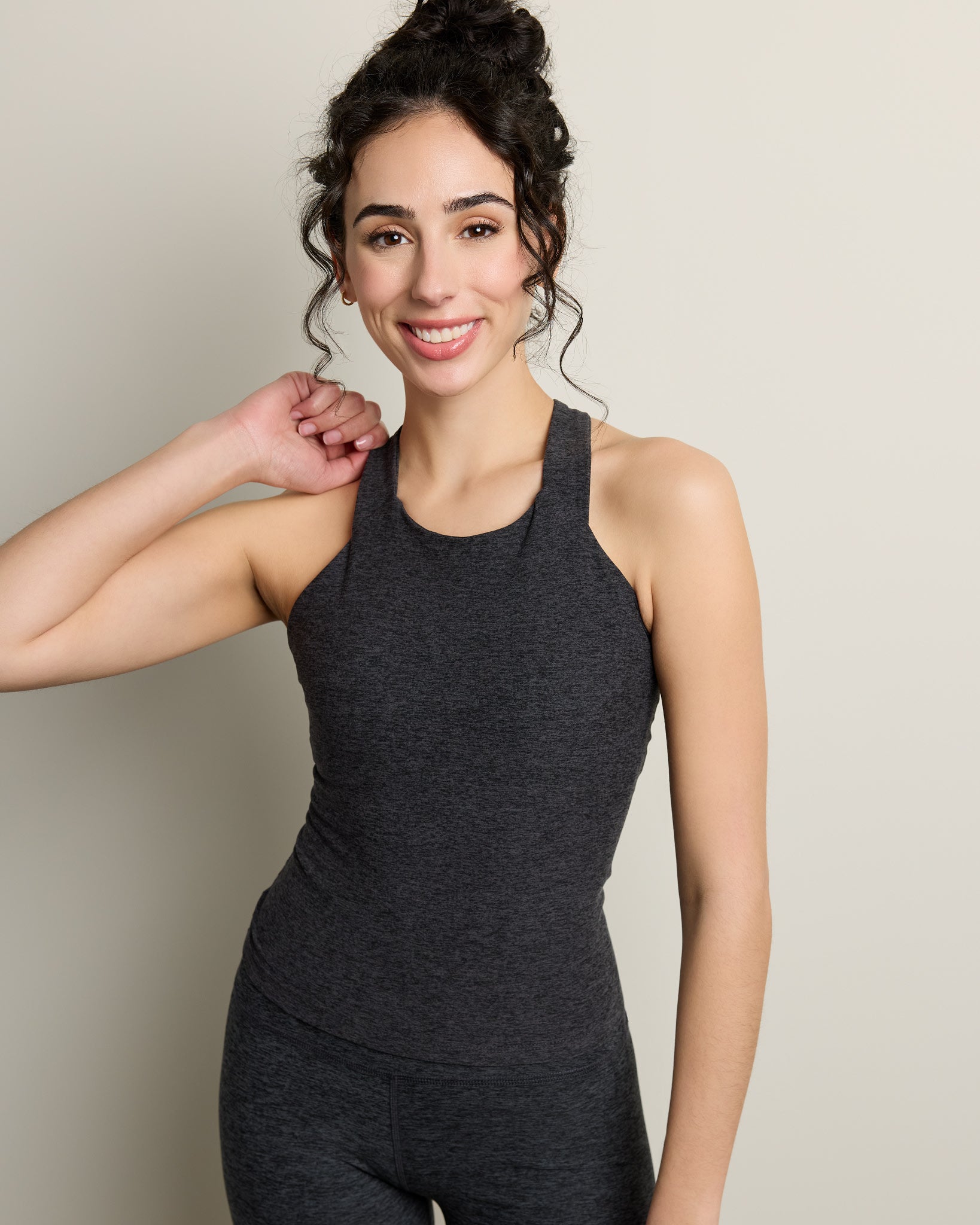 Heather Charcoal $|& Interval FlowHeather Sculpt Flair Tank - SOF Front