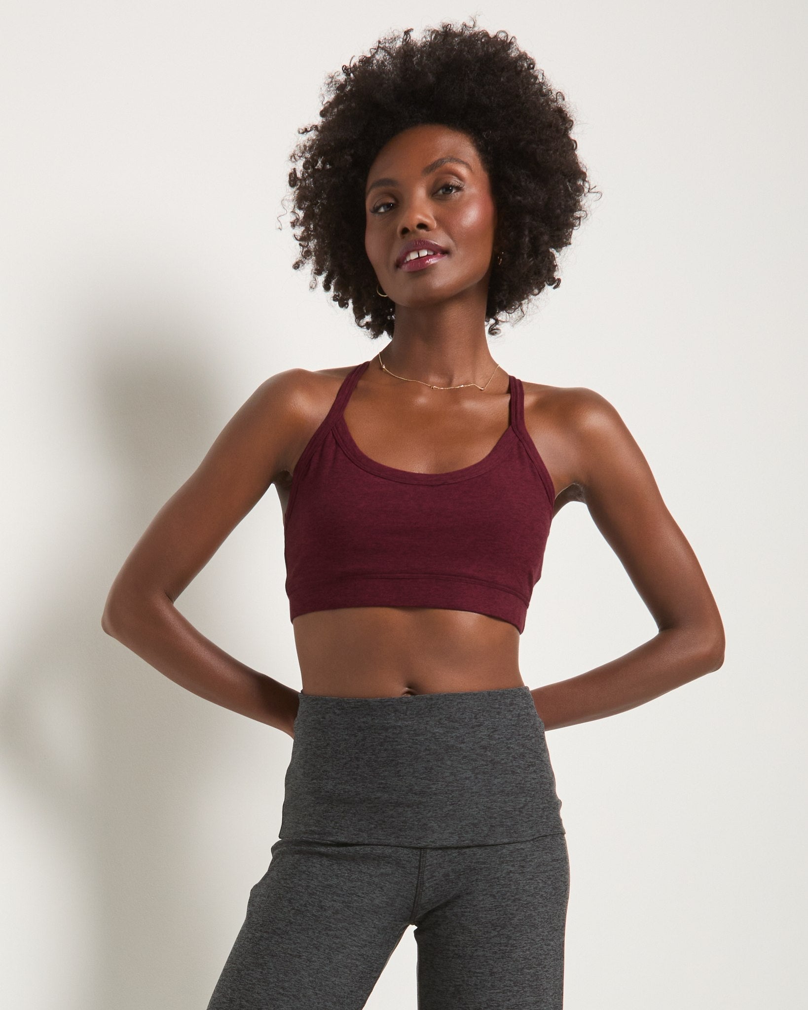 Red Wine $|& Interval FlowHeather Sculpt Zest Bra - SOF Front