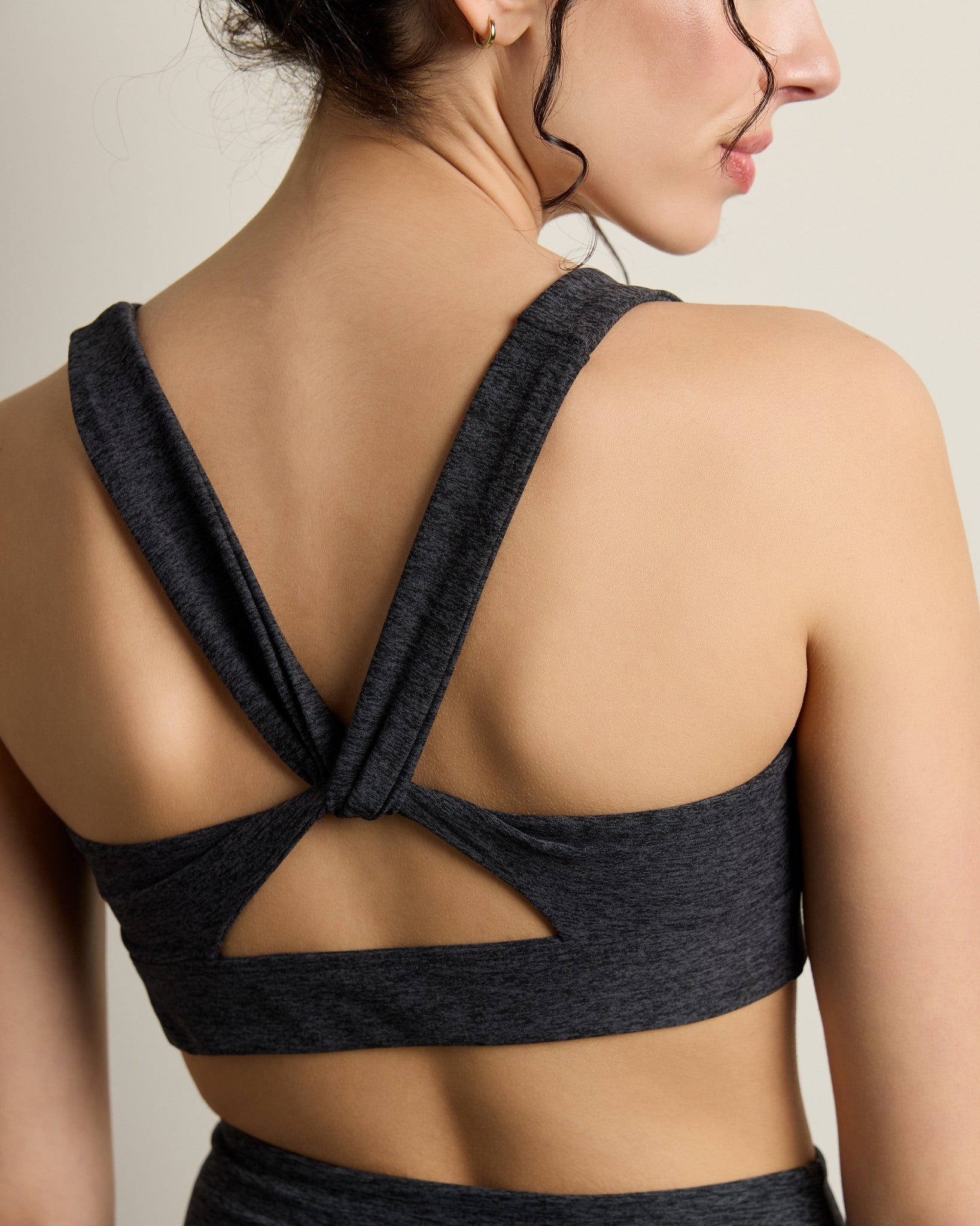 Heather Charcoal $|& Interval FlowHeather Sculpt Skater Bra - SOF Full Front