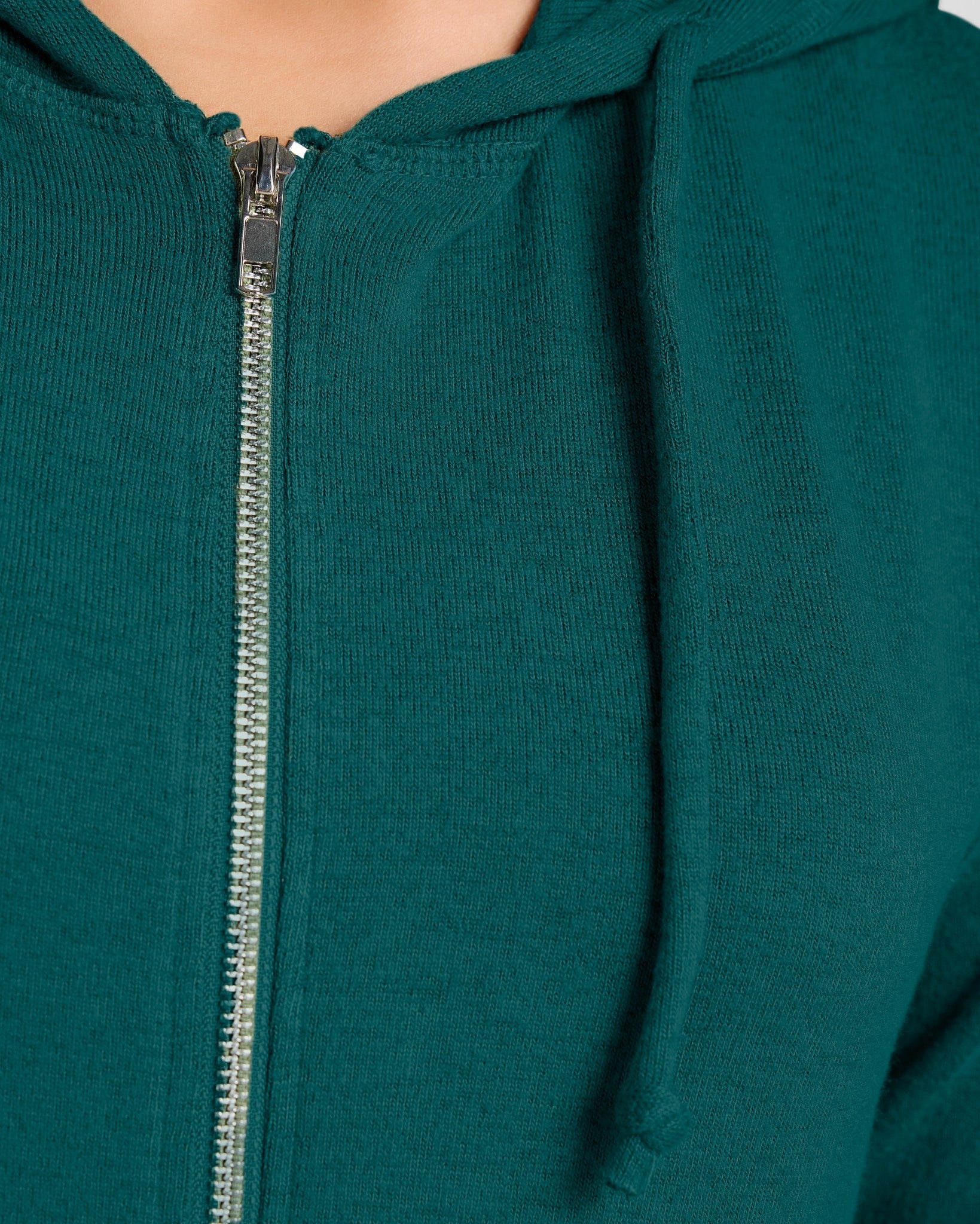 Teal $|& Interval Hacci Zip Hoodie - SOF Full Front