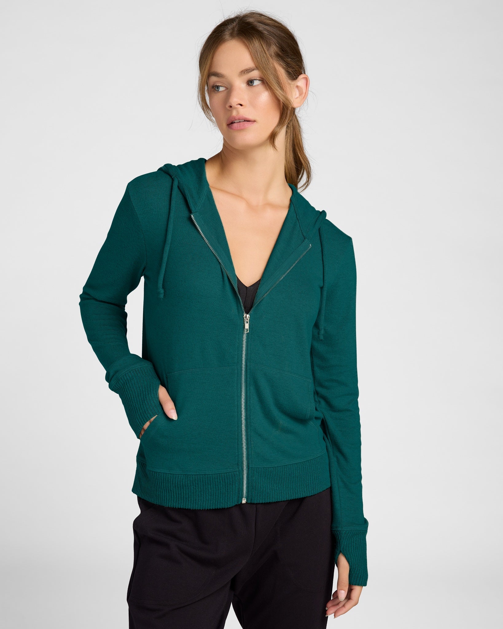 Teal $|& Interval Hacci Zip Hoodie - SOF Front