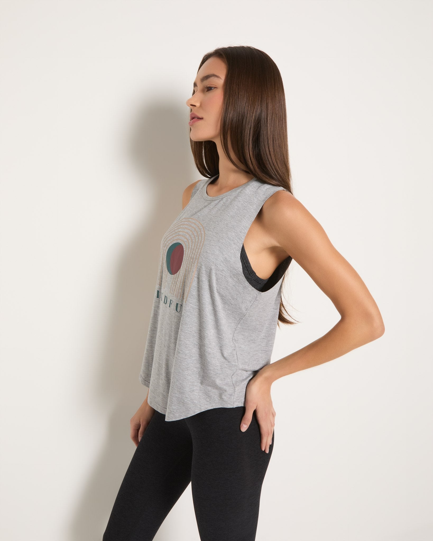 Light Heather Grey $|& Interval Mindful Graphic Tank - VOF Front
