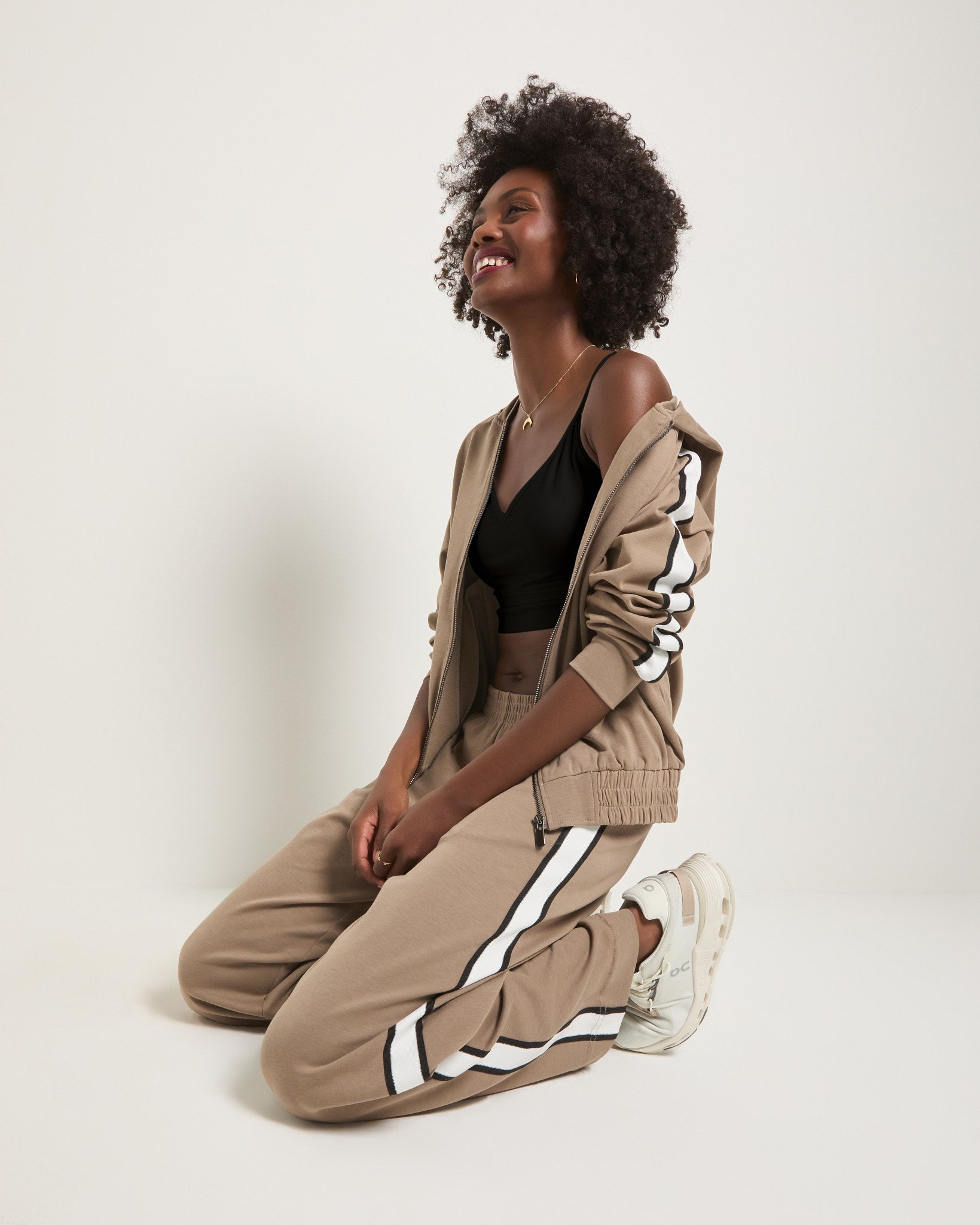 Sand Stone $|& Interval Warm Up Hooded Jacket - VOF Front