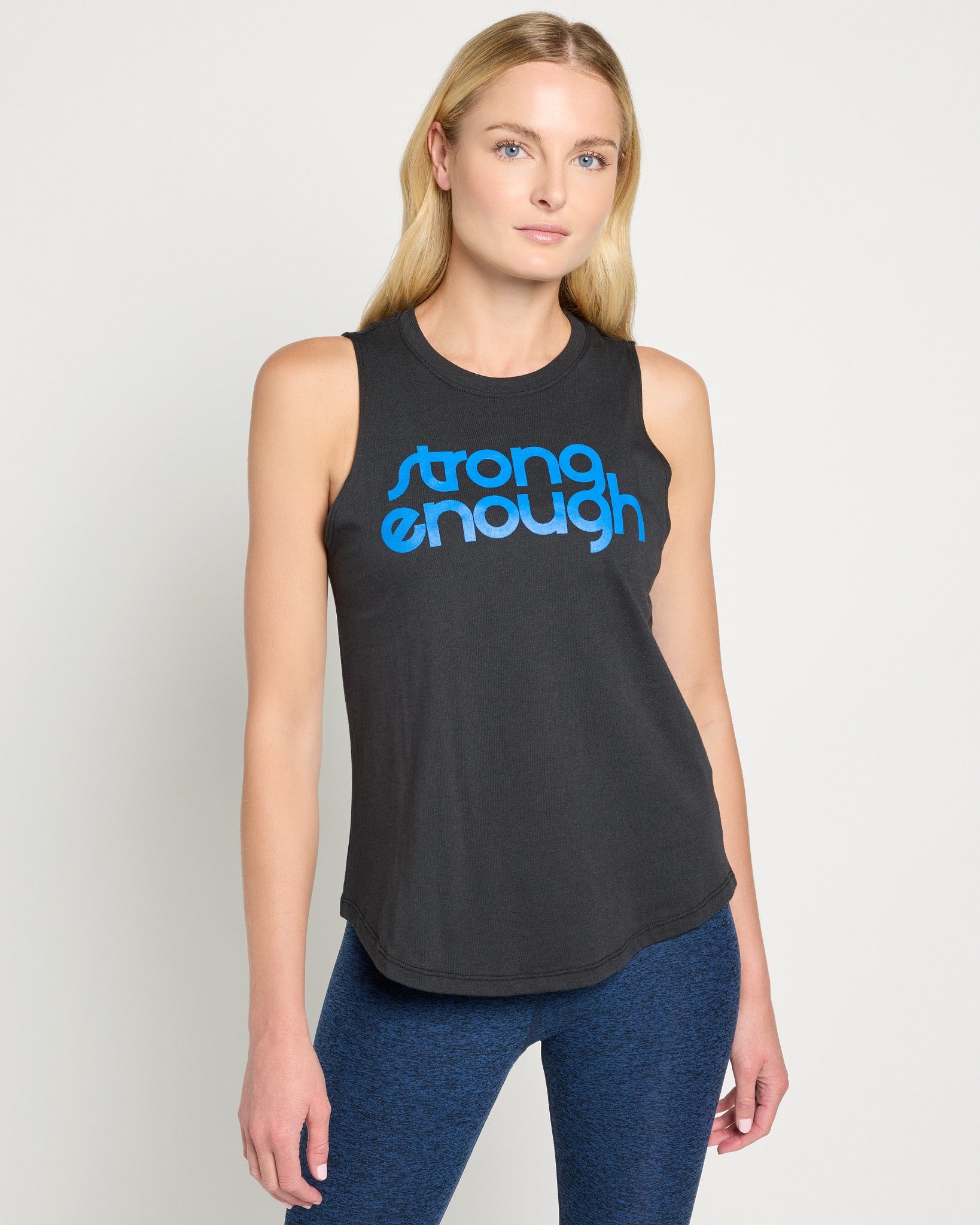 Black $|& Interval Strong Enough Grace Muscle Tank - SOF Front