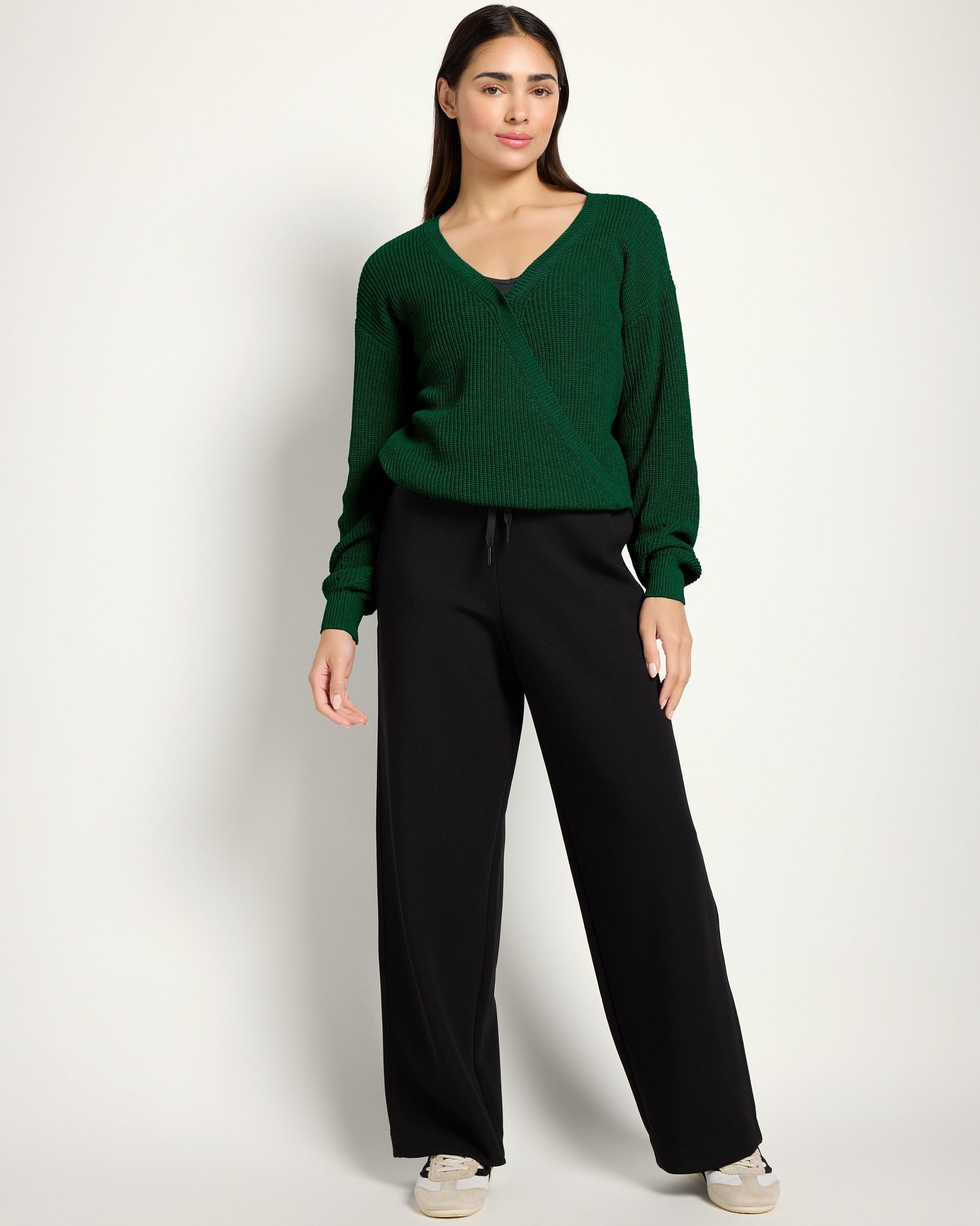 Turf Green $|& Interval Surplice Wrap Sweater - UGC On Fig