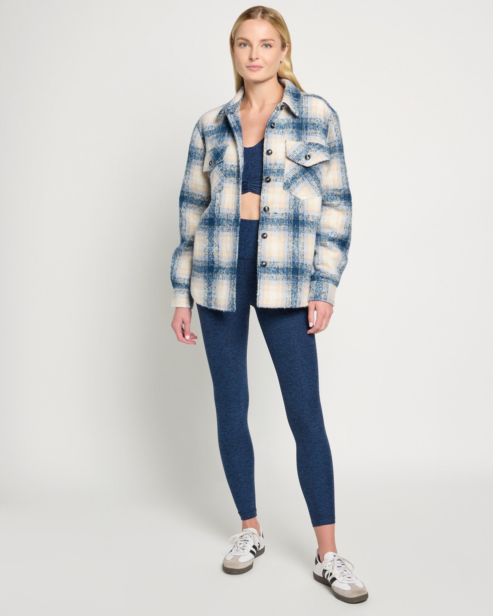 Blue Plaid $|& Interval Cozy Plaid Shacket - UGC On Fig