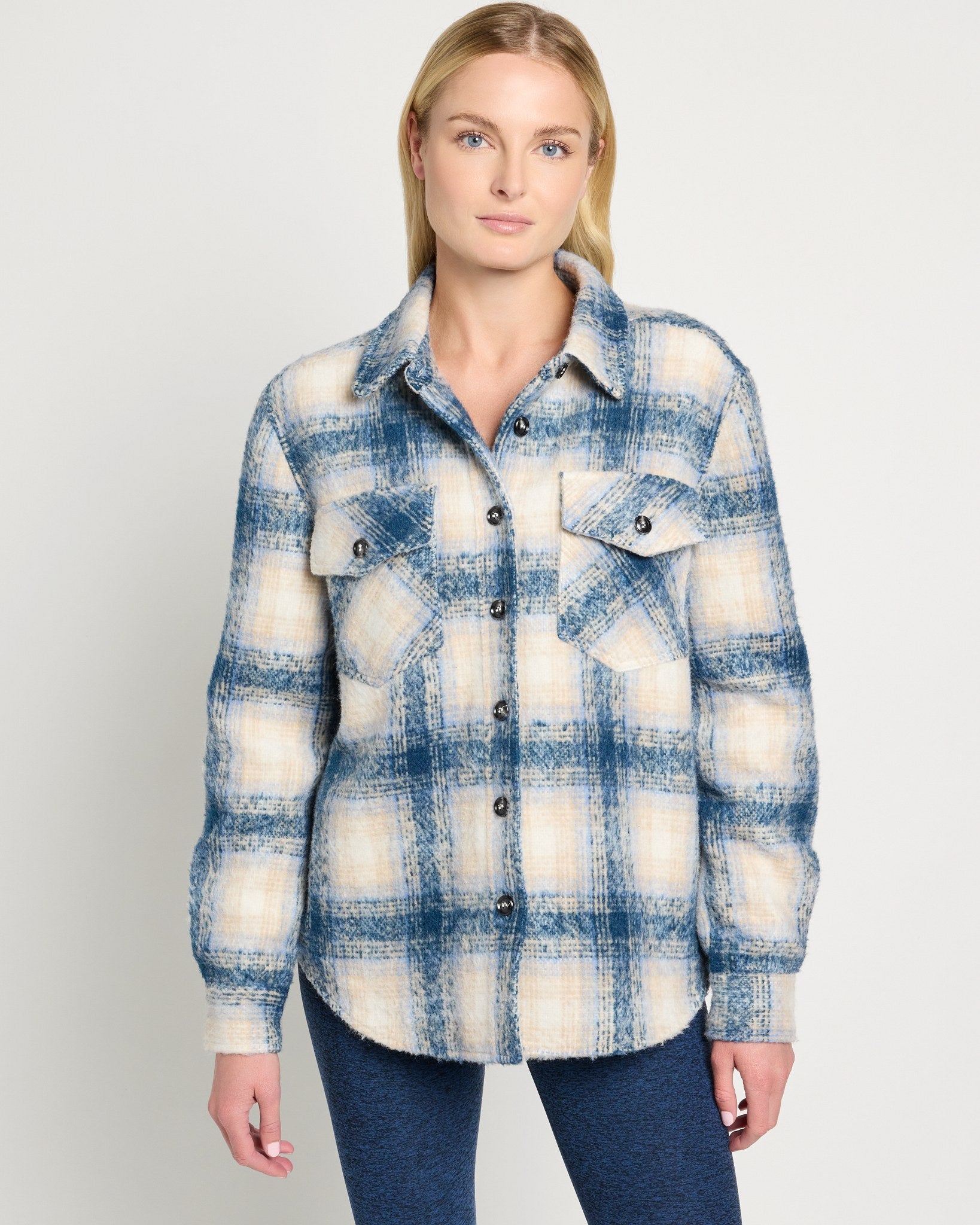 Blue Plaid $|& Interval Cozy Plaid Shacket - SOF Front