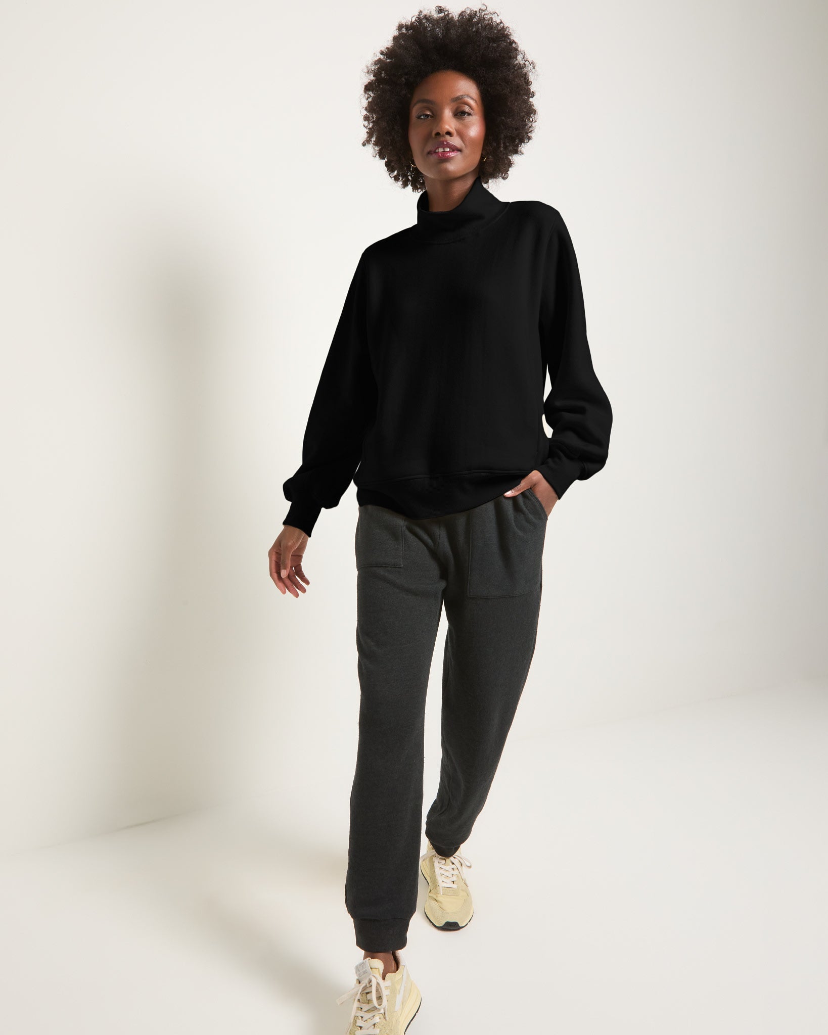 Black $|& Interval Half Time Funnel Neck Sweatshirt - UGC On Fig