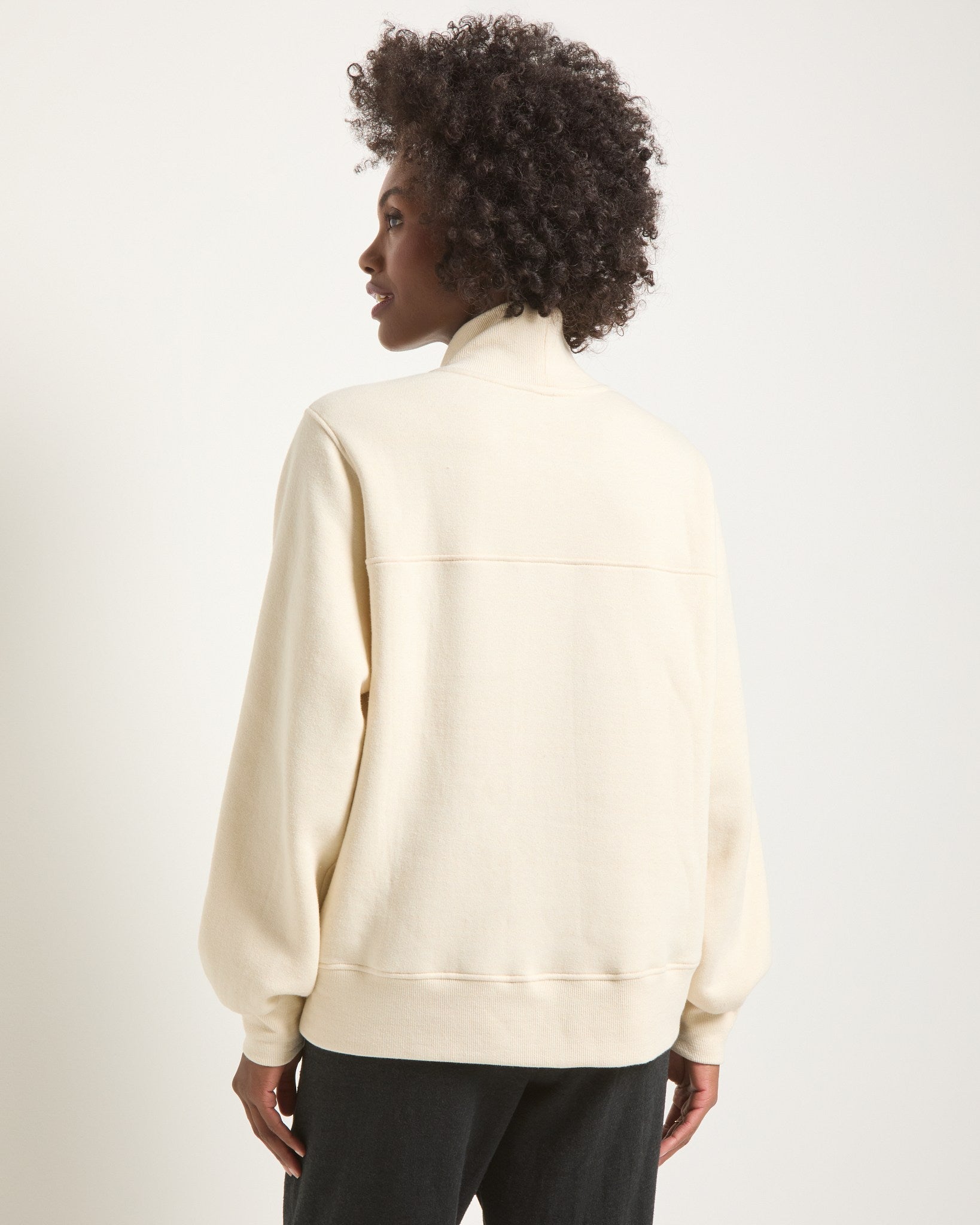 Cream $|& Interval Half Time Funnel Neck Sweatshirt - SOF Back