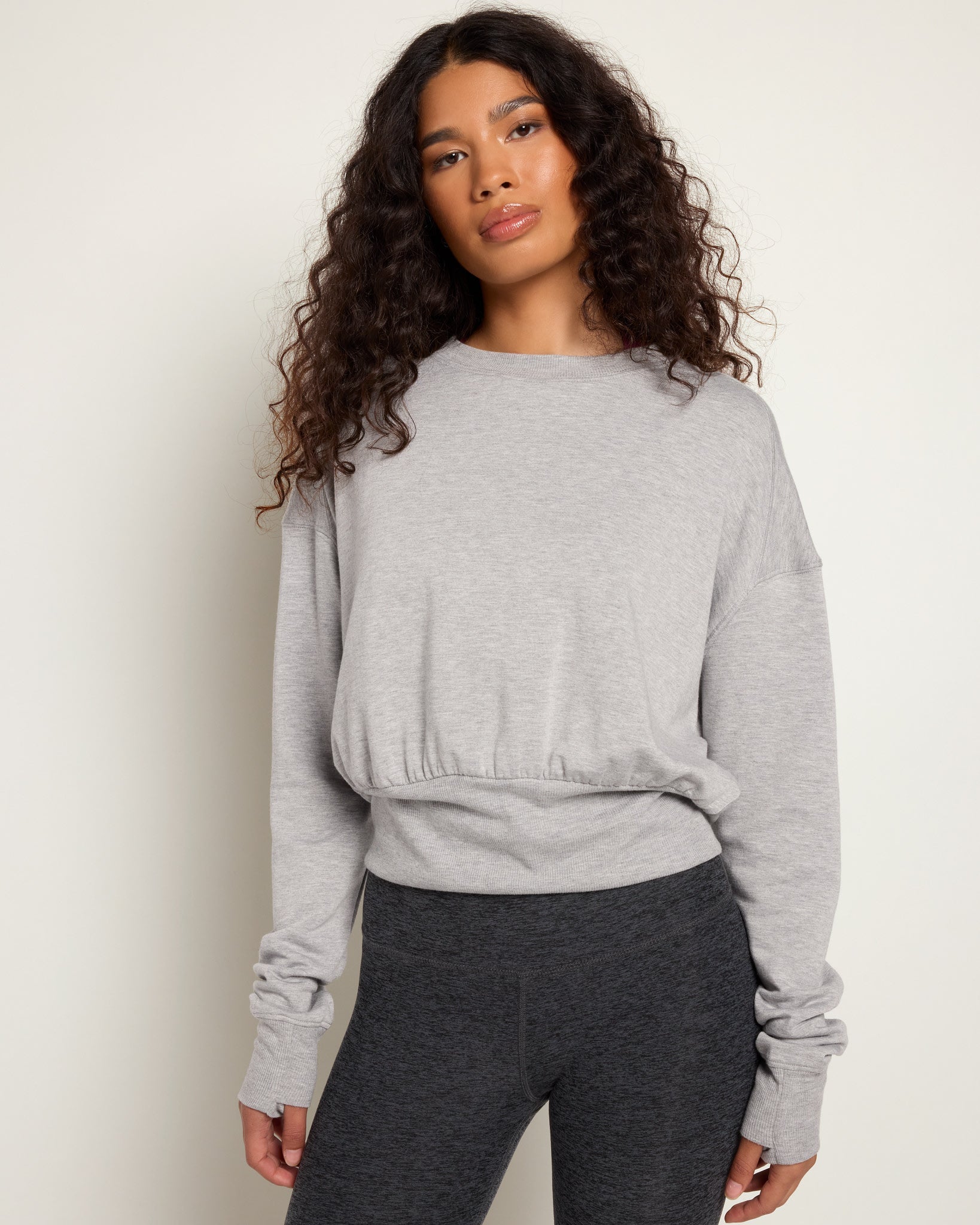 Heather Grey $|& Interval Fleece Back Yoke Pullover - SOF Front
