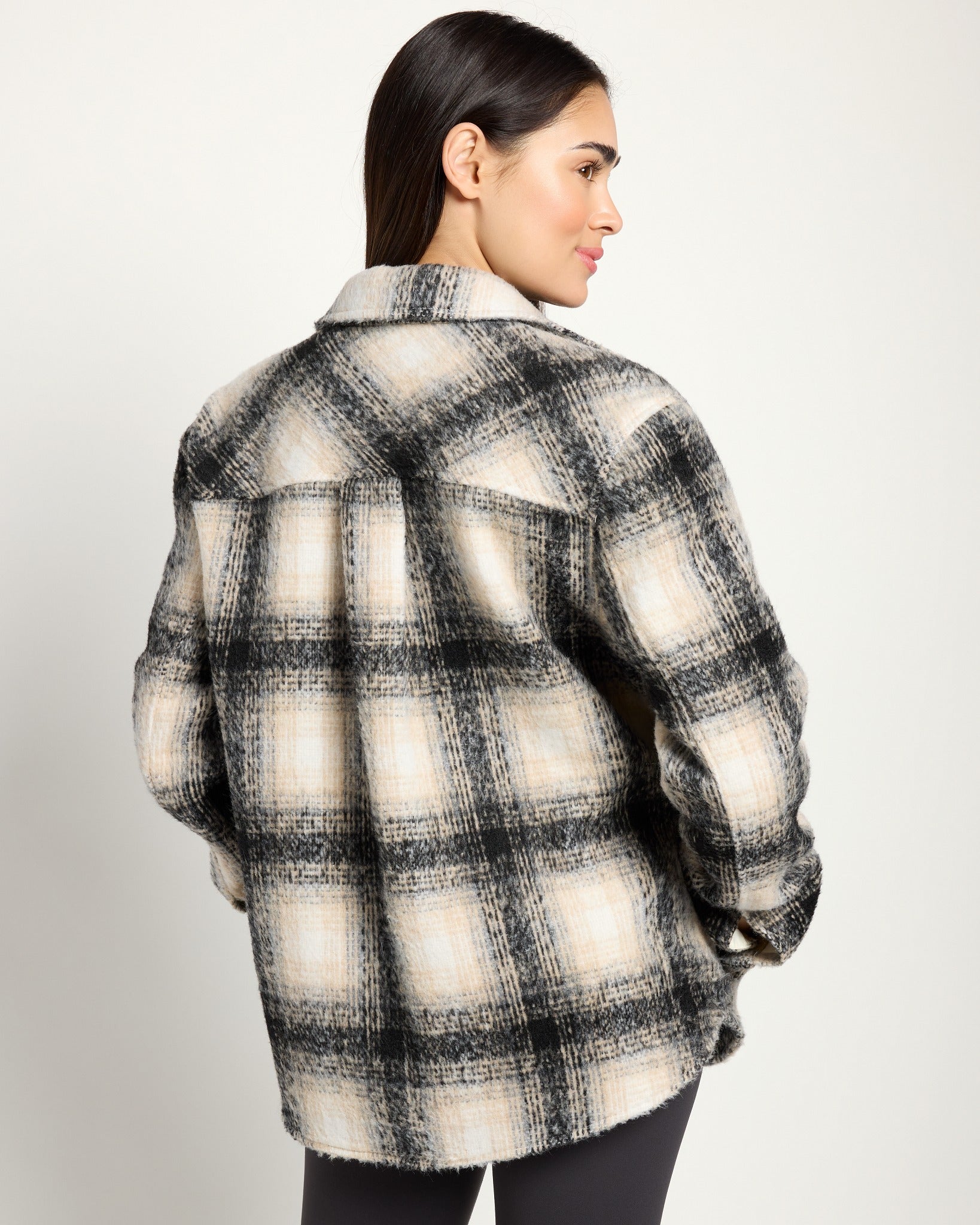 Black Plaid $|& Interval Cozy Plaid Shacket - SOF Back