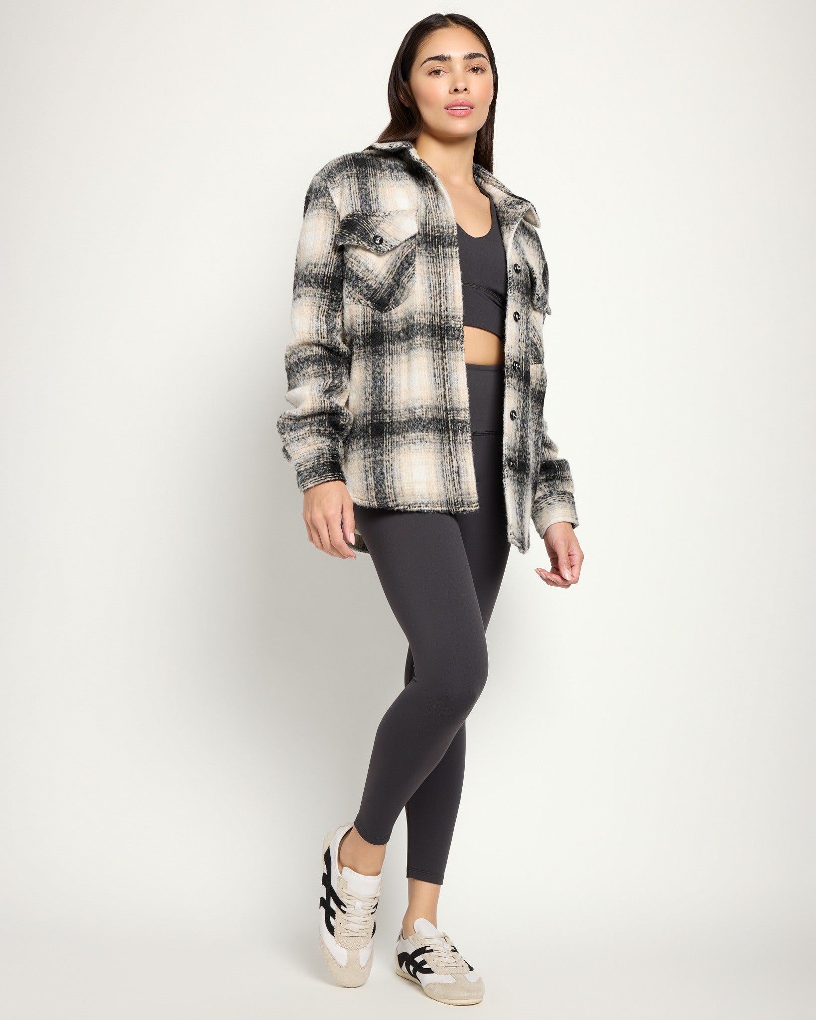 Black Plaid $|& Interval Cozy Plaid Shacket - UGC On Fig