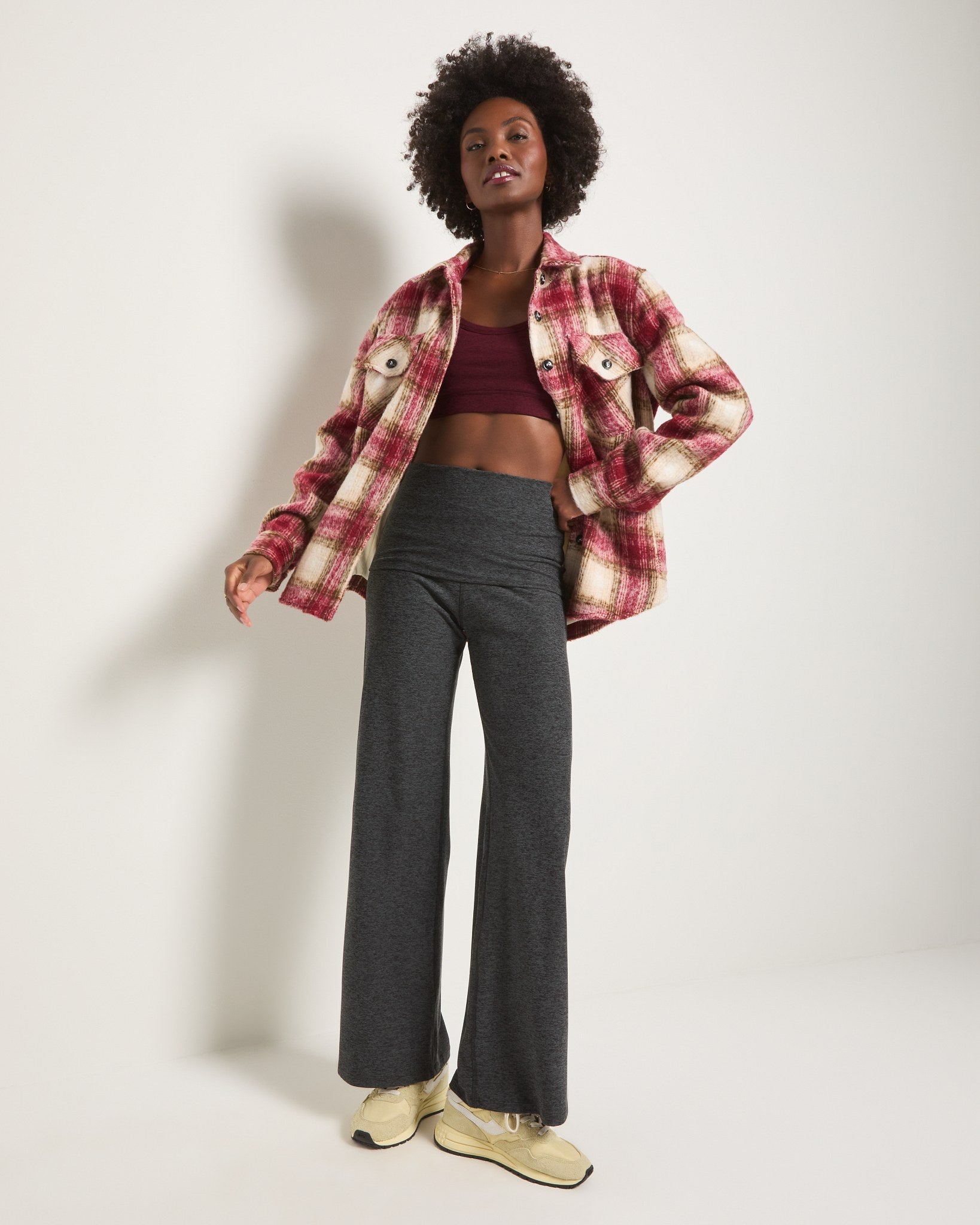 Red Plaid $|& Interval Cozy Plaid Shacket - VOF Front