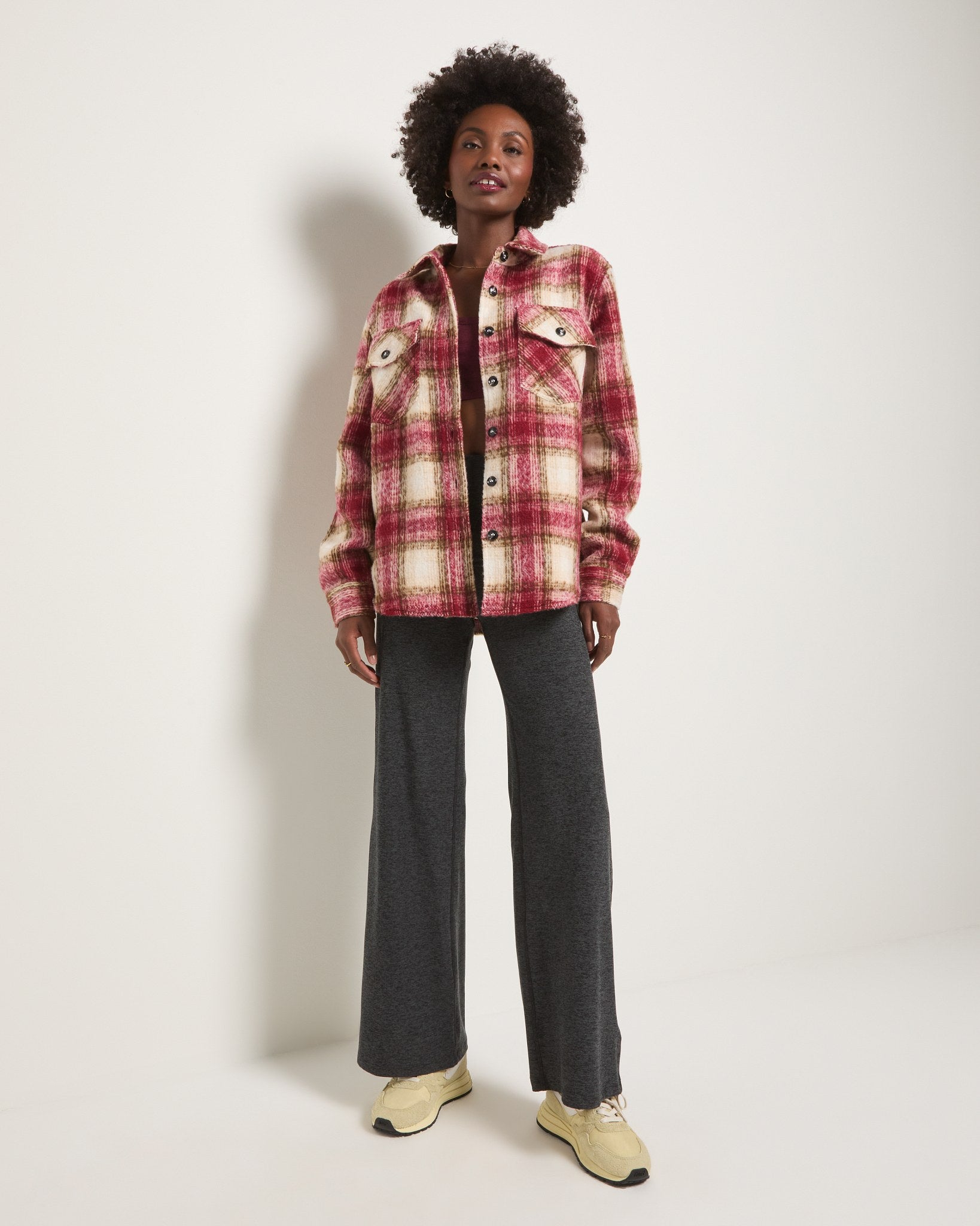 Red Plaid $|& Interval Cozy Plaid Shacket - UGC On Fig