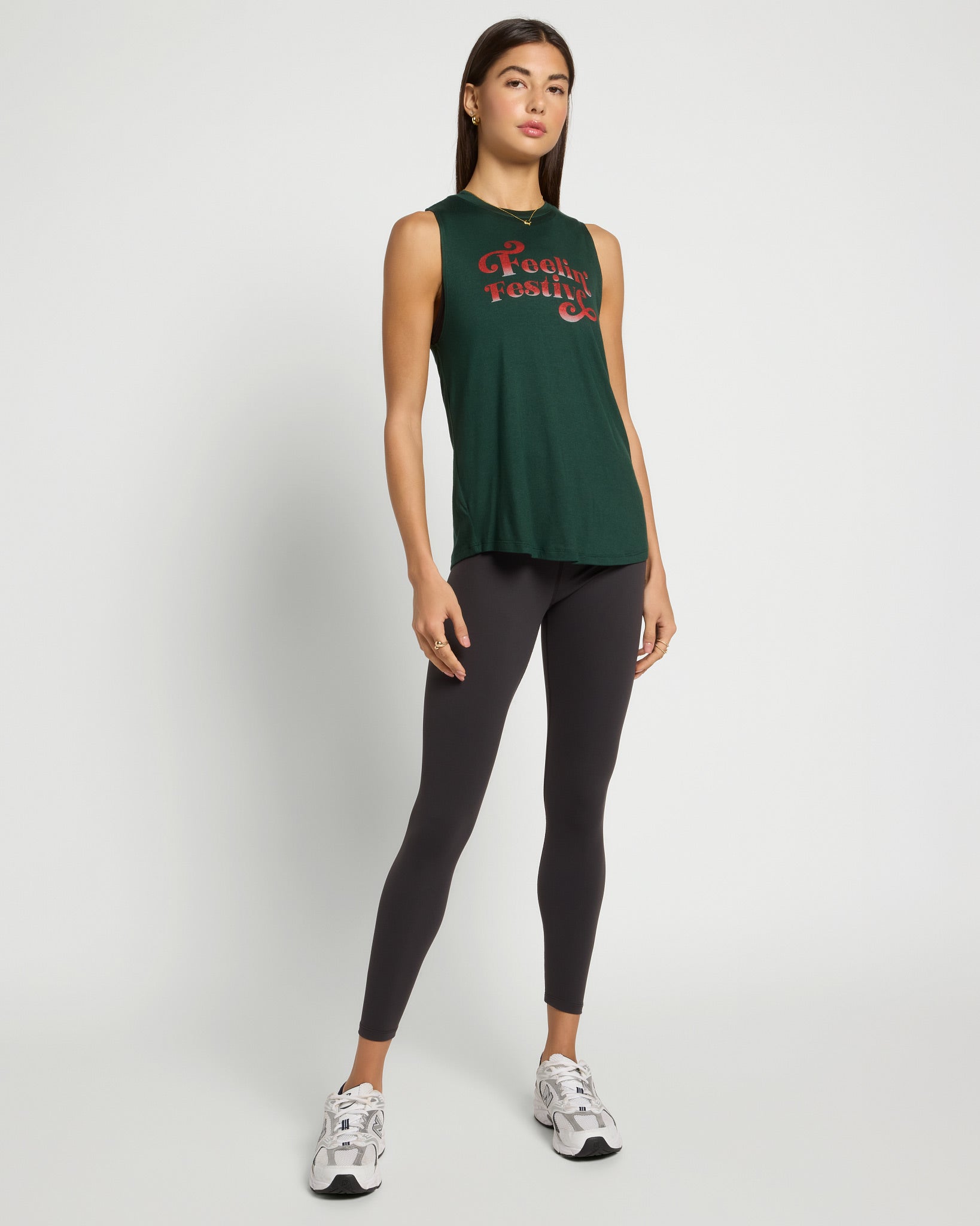 Hunter Green $|& Interval Grace Muscle Tank Feelin Festive - UGC On Fig