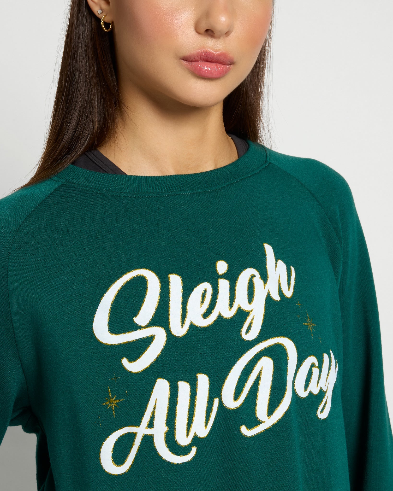 Forest Green $|& Interval Flex Fleece Graphic Pullover Sleighin All Day - SOF Full Front