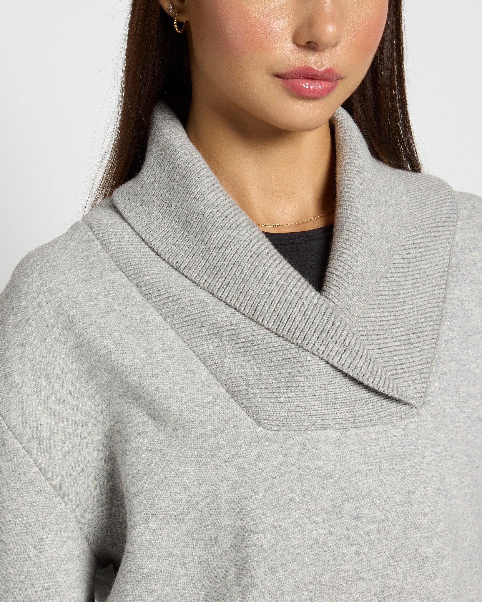 Athletic Heather $|& Interval Harmony Shawl Collar Pullover - SOF Full Front