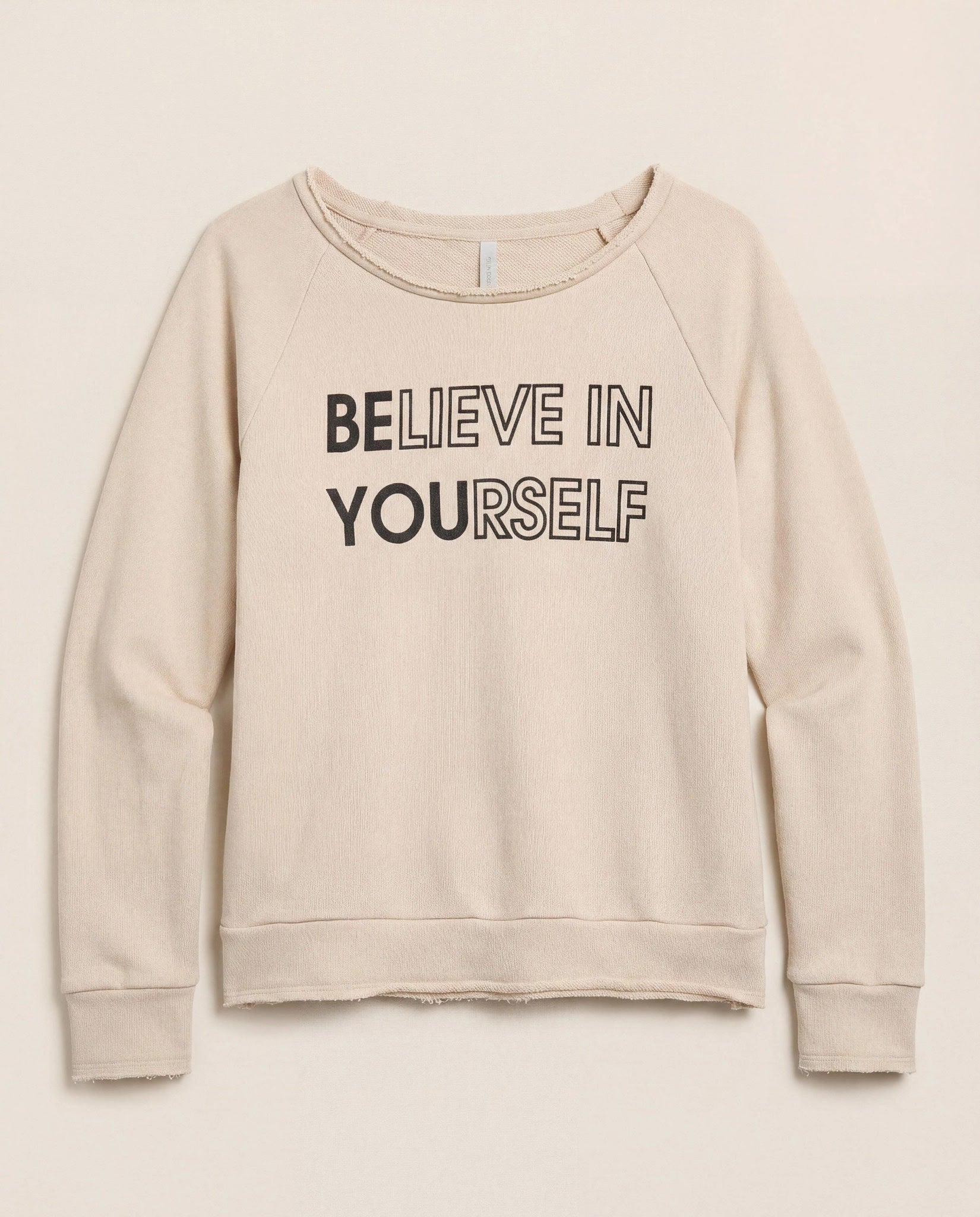 Birch $|& Interval Graphic Mid Length Long Sleeve-Believe - Hanger Detail