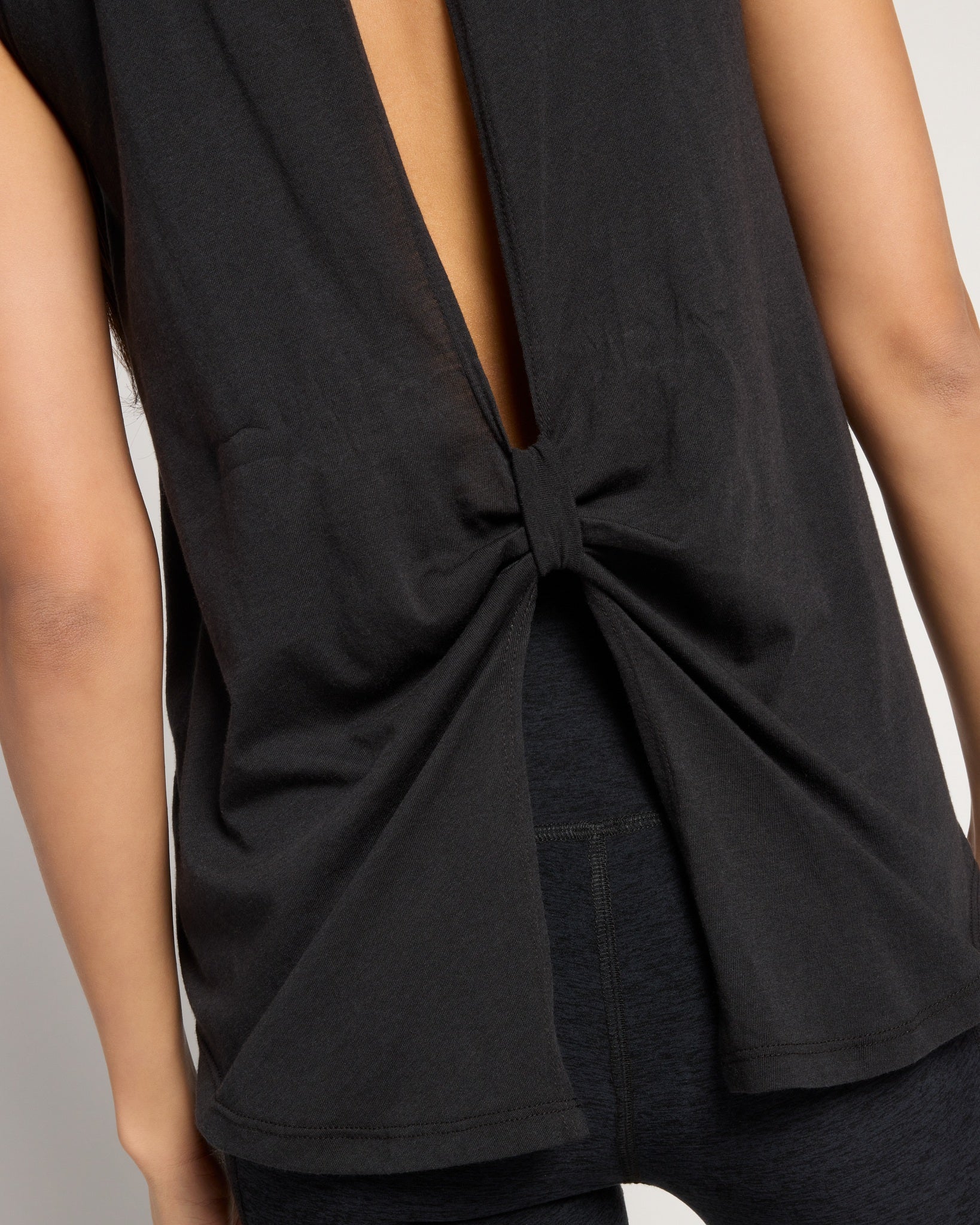 Black $|& Interval Split Back Tank - SOF Full Front