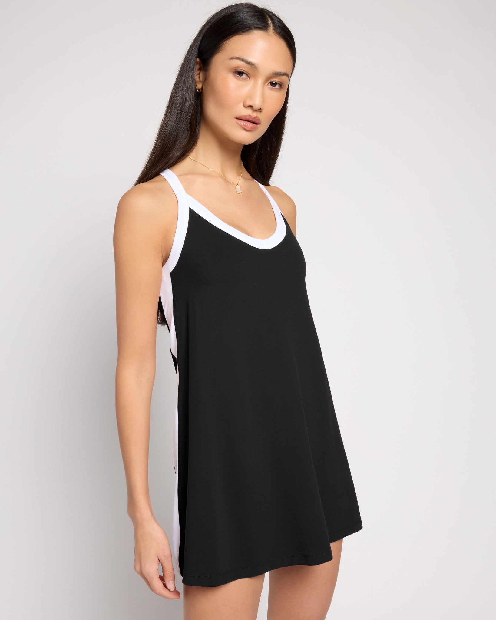 Black/White $|& Interval CloudLight Uptake Step In Active Dress - SOF Front