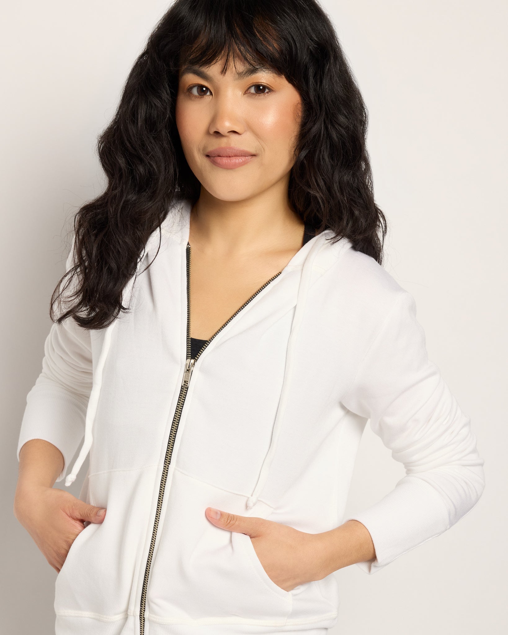 White $|& Interval Flex Fleece Zip Hoodie - SOF Full Front