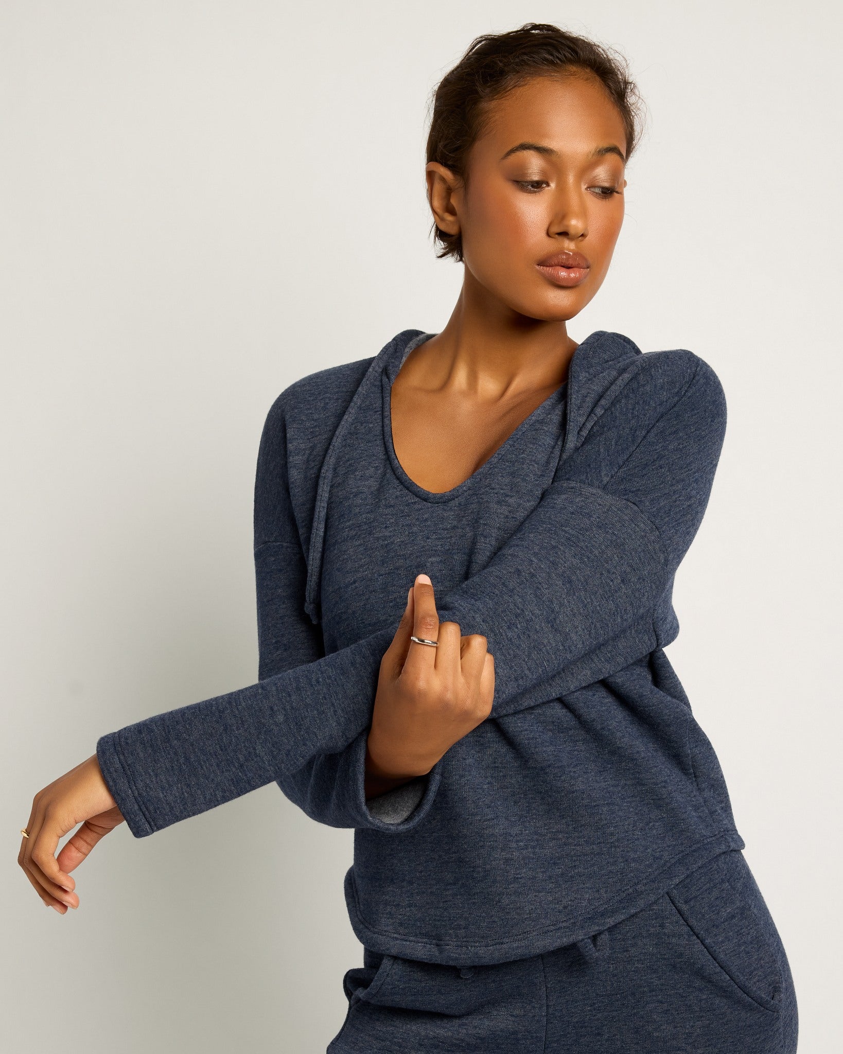 Ink Navy $|& Interval Tri-Blend Fleece Graceful Hoodie - SOF Front