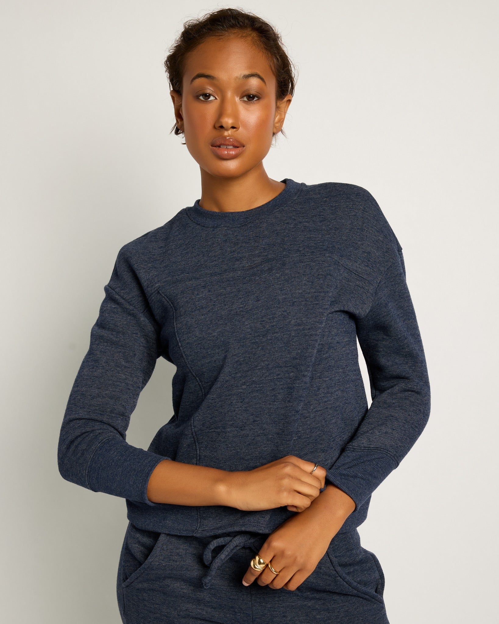 Ink Navy $|& Interval Tri-Blend Fleece Energize Pullover - SOF Full Front