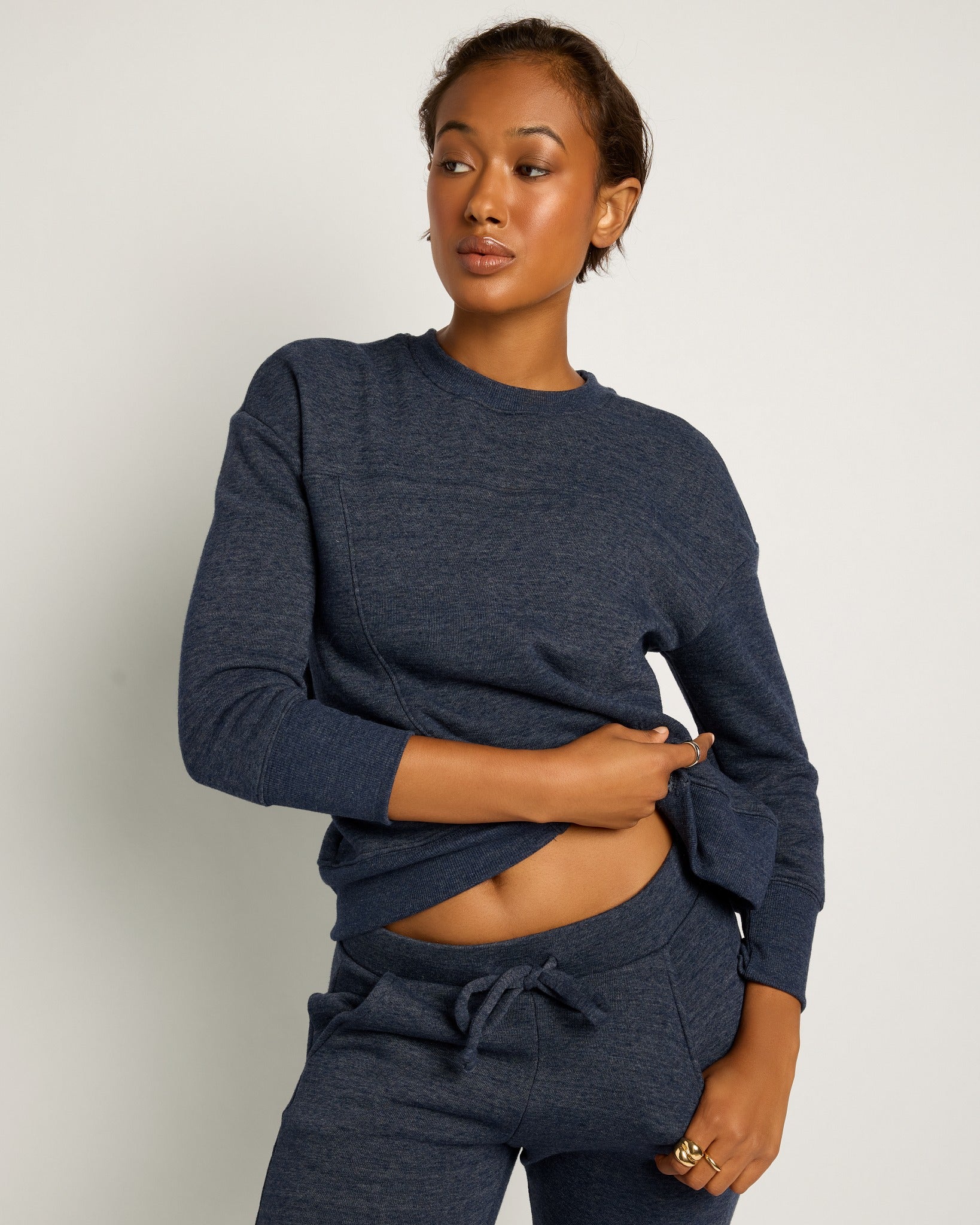 Ink Navy $|& Interval Tri-Blend Fleece Energize Pullover - SOF Front