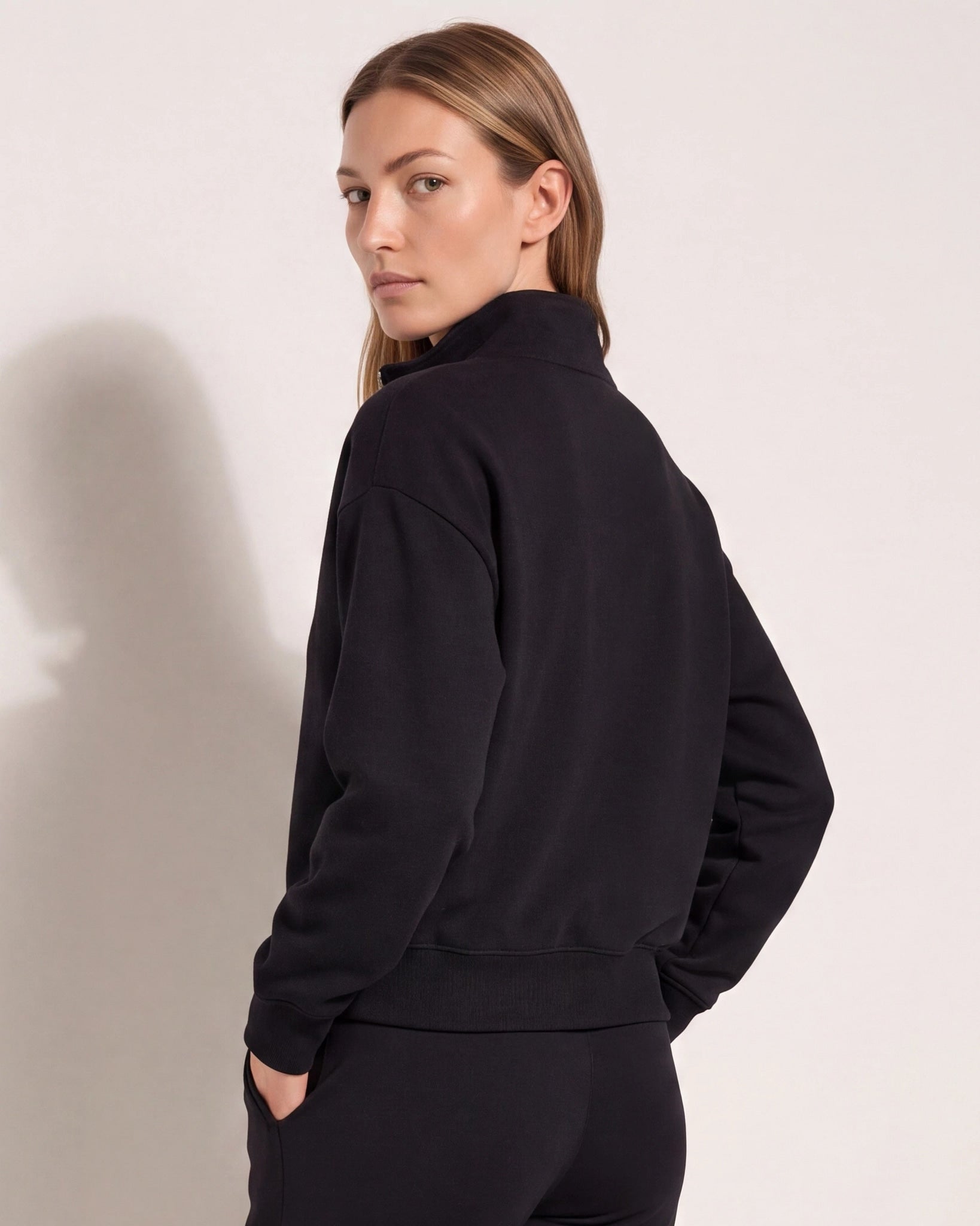Black $|& Interval Interlock Incline Zip Pullover - SOF Back
