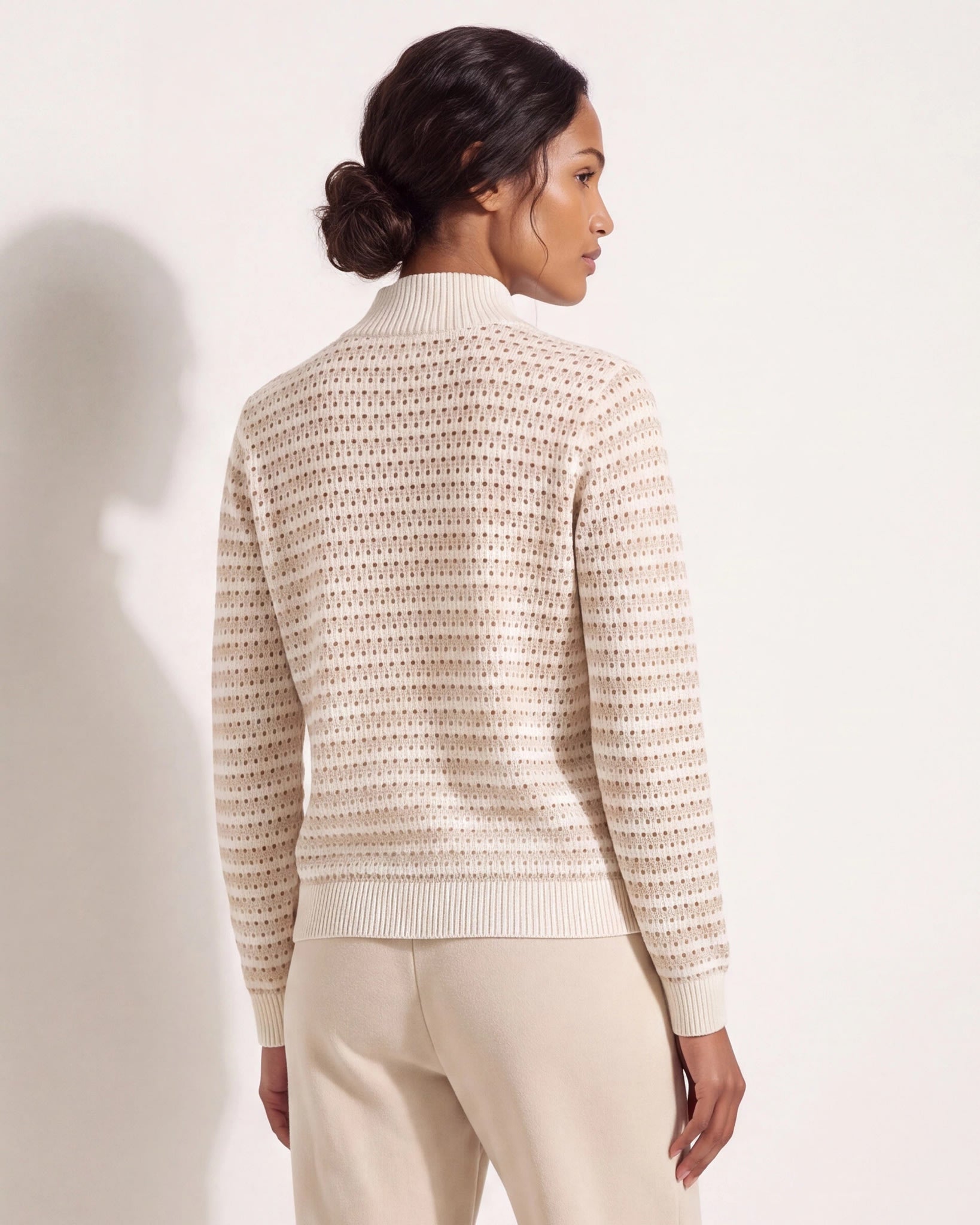 Cream Stripe $|& Interval Influence Quarter Zip Sweater - SOF Back