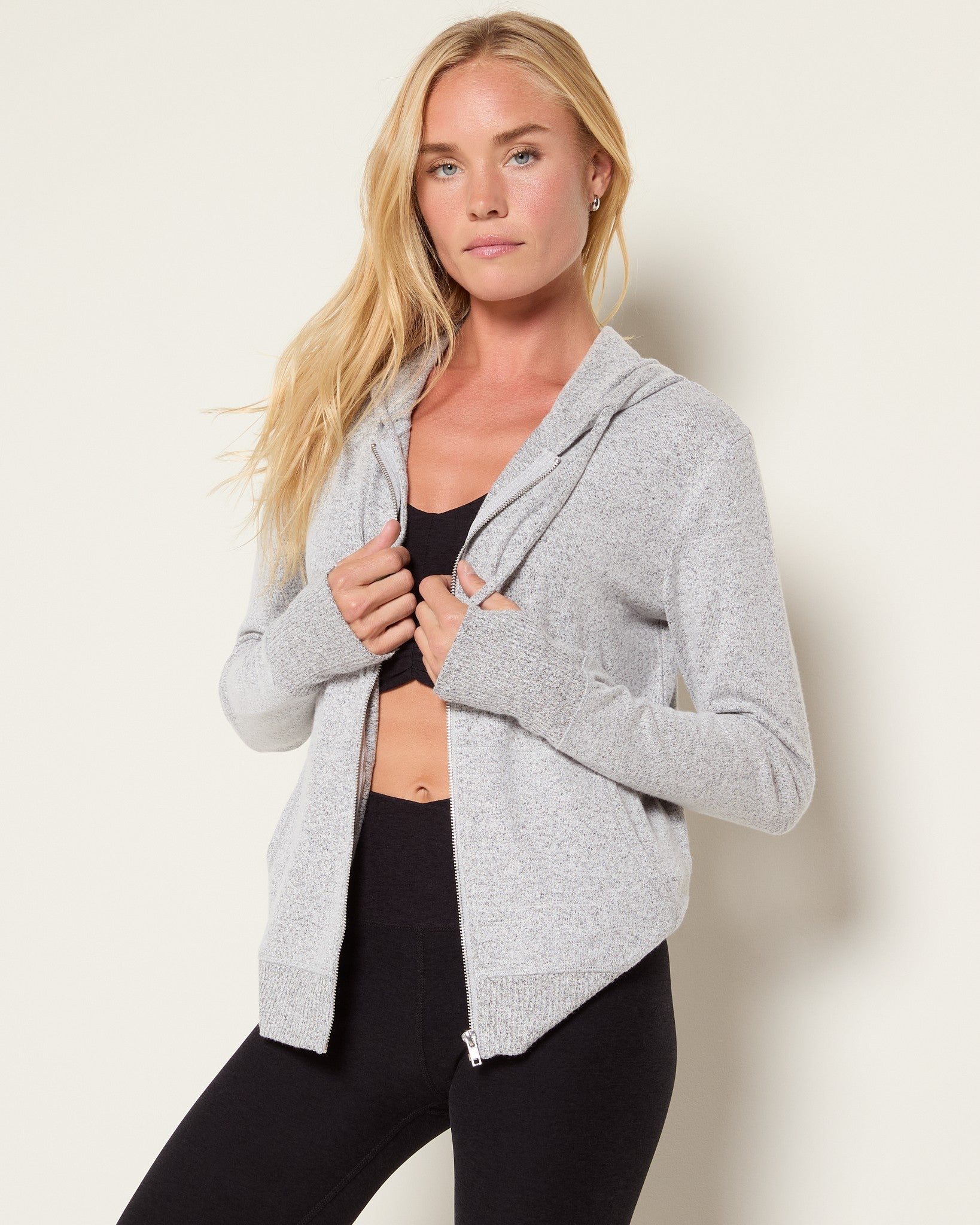 Heather Grey $|& Interval Hacci Zip Hoodie - SOF Front
