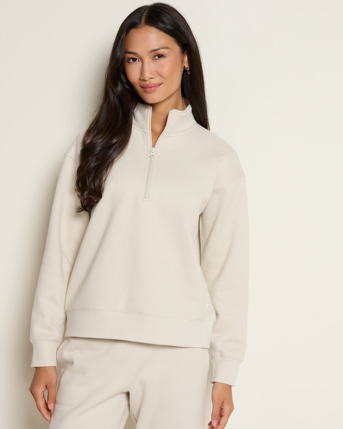Cream $|& Interval All Star Team 1/4 Zip Pullover - SOF Front
