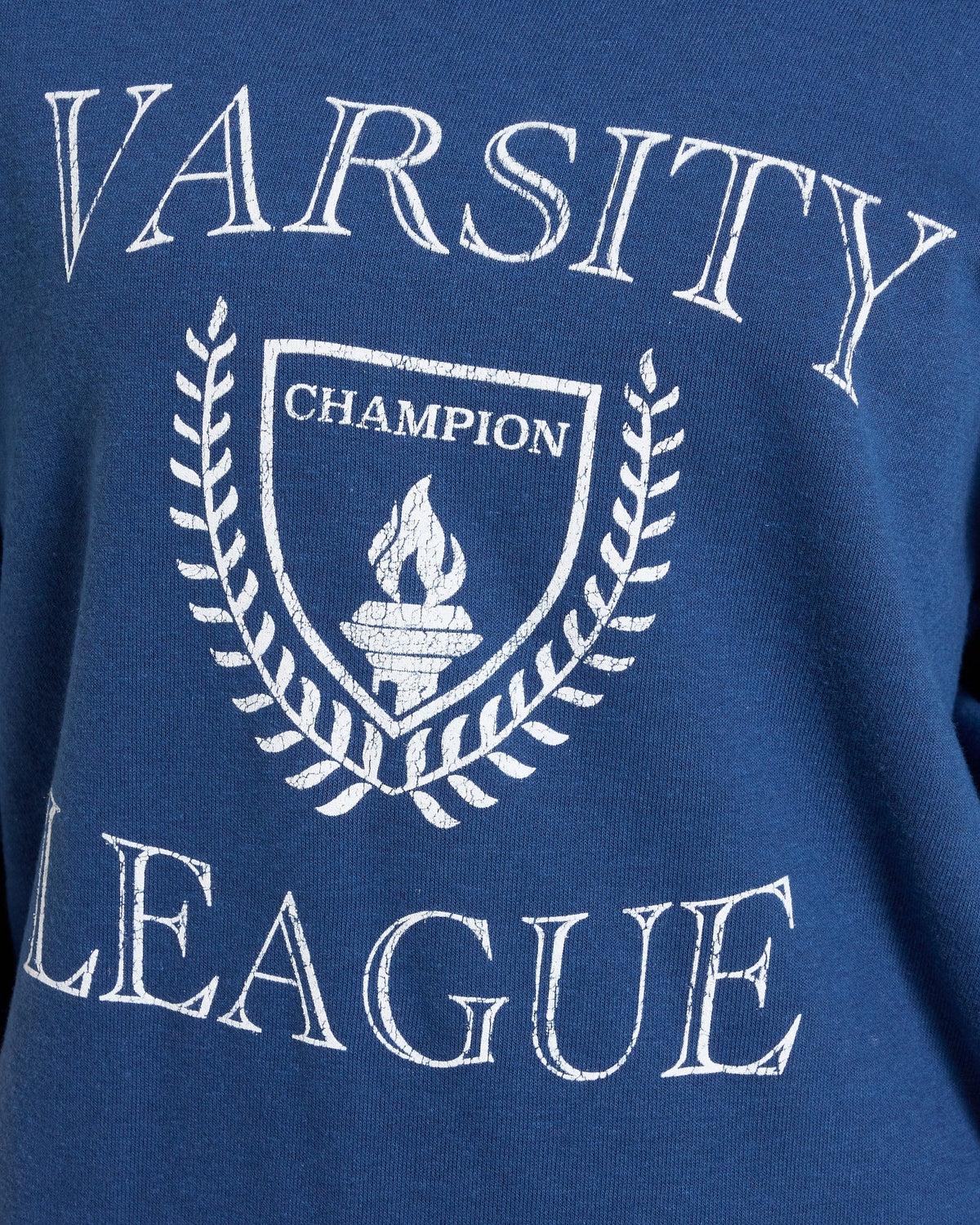 Navy $|& Interval Tri Blend Fleece One Shoulder Graphic Pullover - SOF Full Front