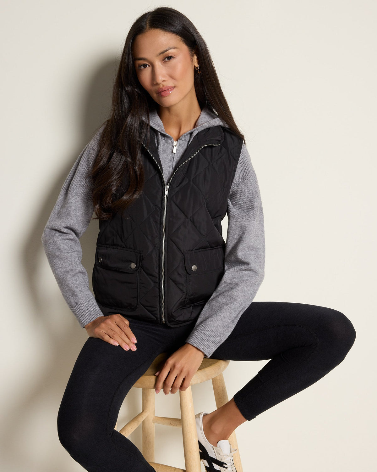 Black $|& Interval Star Light Quilted Vest - SOF Front