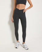 Heather Charcoal $|& Interval FlowHeather Sculpt Crossover Leggings - SOF Front