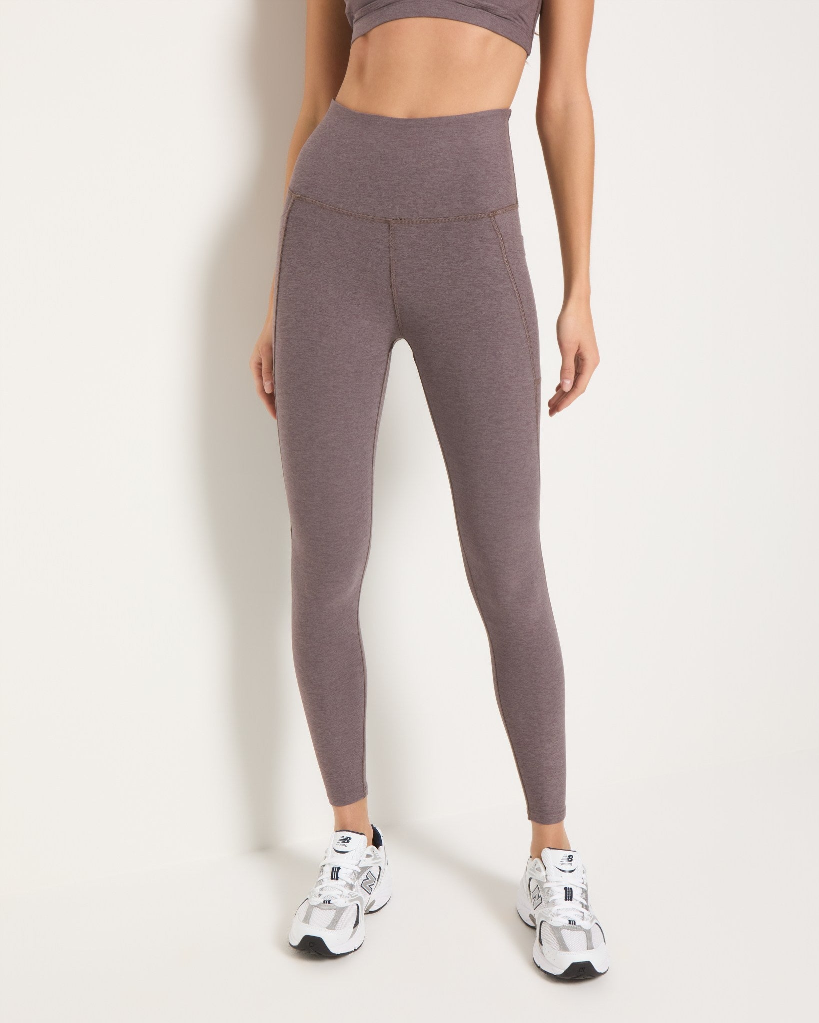 Heathered Night Shade $|& Interval FlowHeather Sculpt Pocket Legging - SOF Front