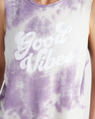Lavender Purple $|& Interval Good Vibes Graphic Tank - SOF Detail