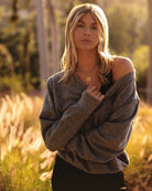 Heather Grey $|& Interval Fleece One Shoulder Pullover - SOF Side